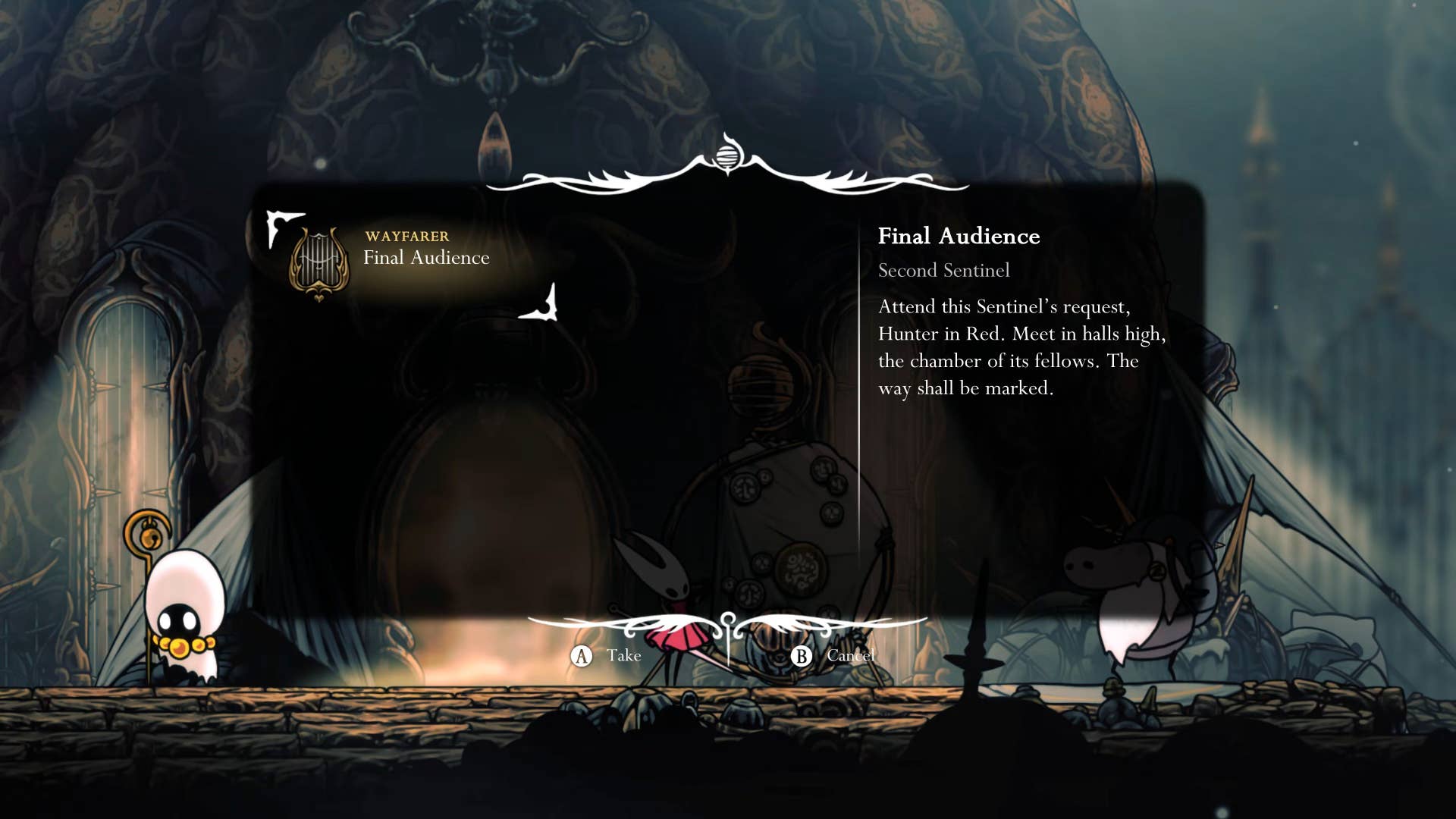 Hollow Knight screenshot: Silksong showing paths through different regions to complete certain quests and activities before ending Act 2.