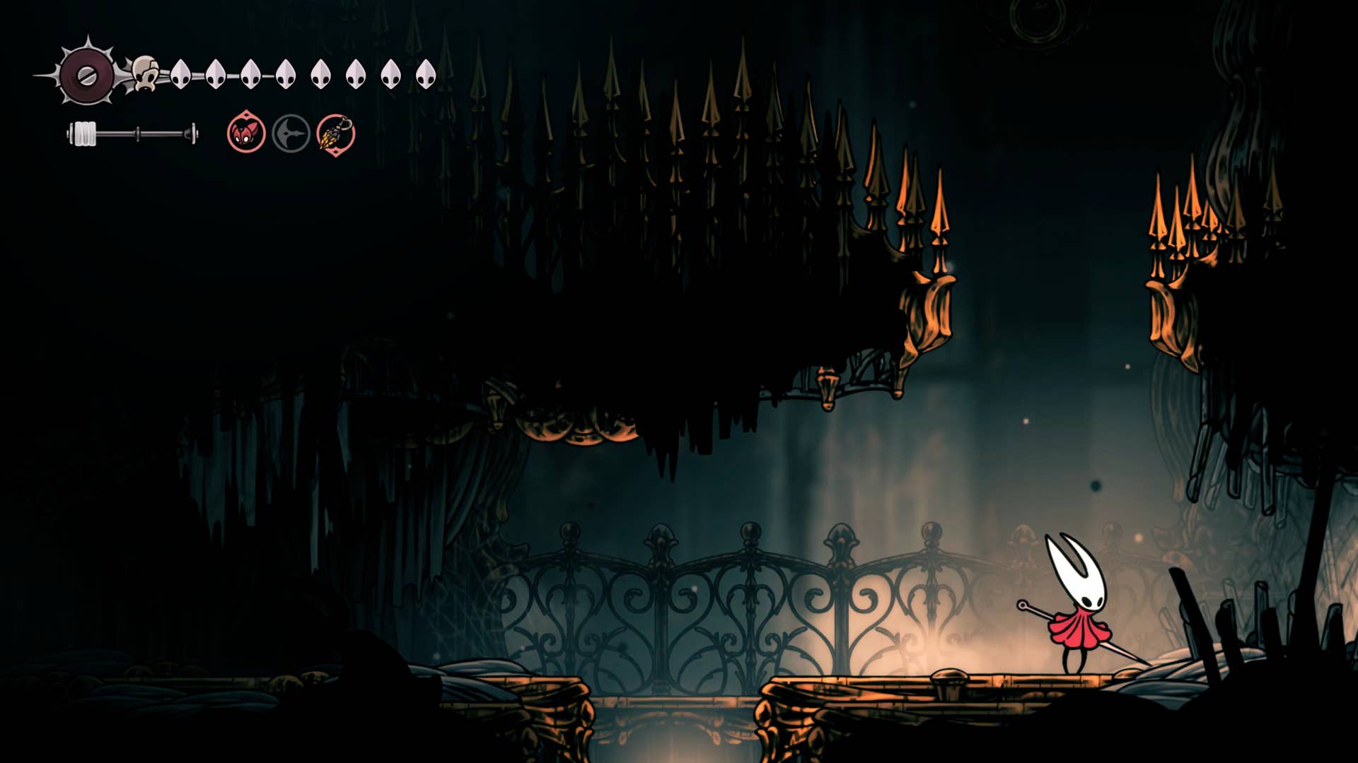 Hollow Knight screenshot: Silksong showing paths through different regions to complete certain quests and activities before ending Act 2.