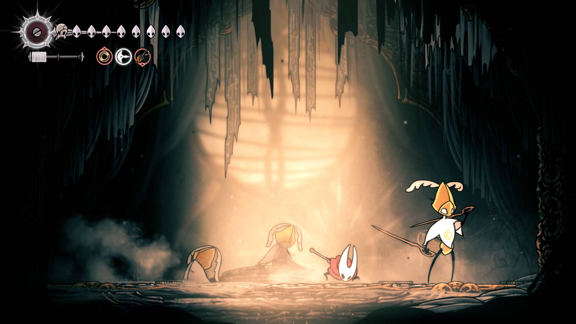 Hollow Knight screenshot: Silksong showing paths through different regions to complete certain quests and activities before ending Act 2.