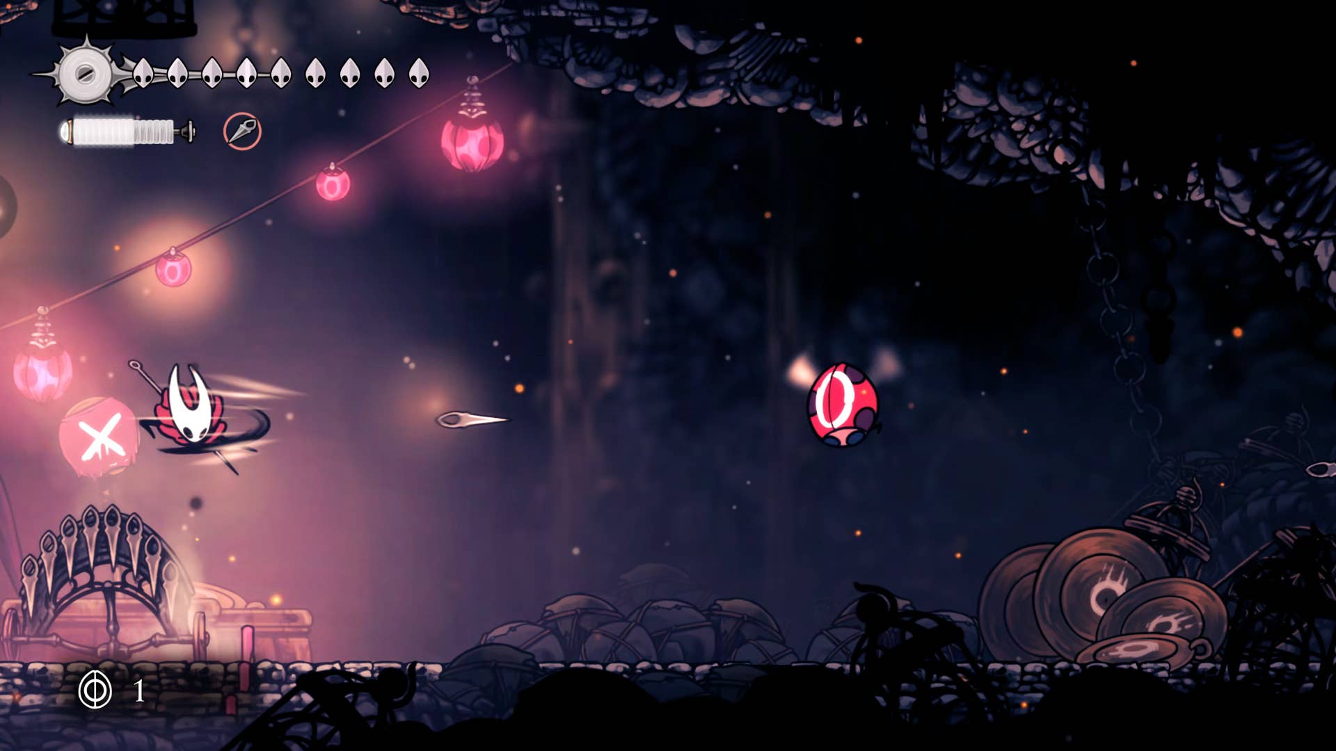 Hollow Knight screenshot: Silksong showing paths through different regions to complete certain quests and activities before ending Act 2.