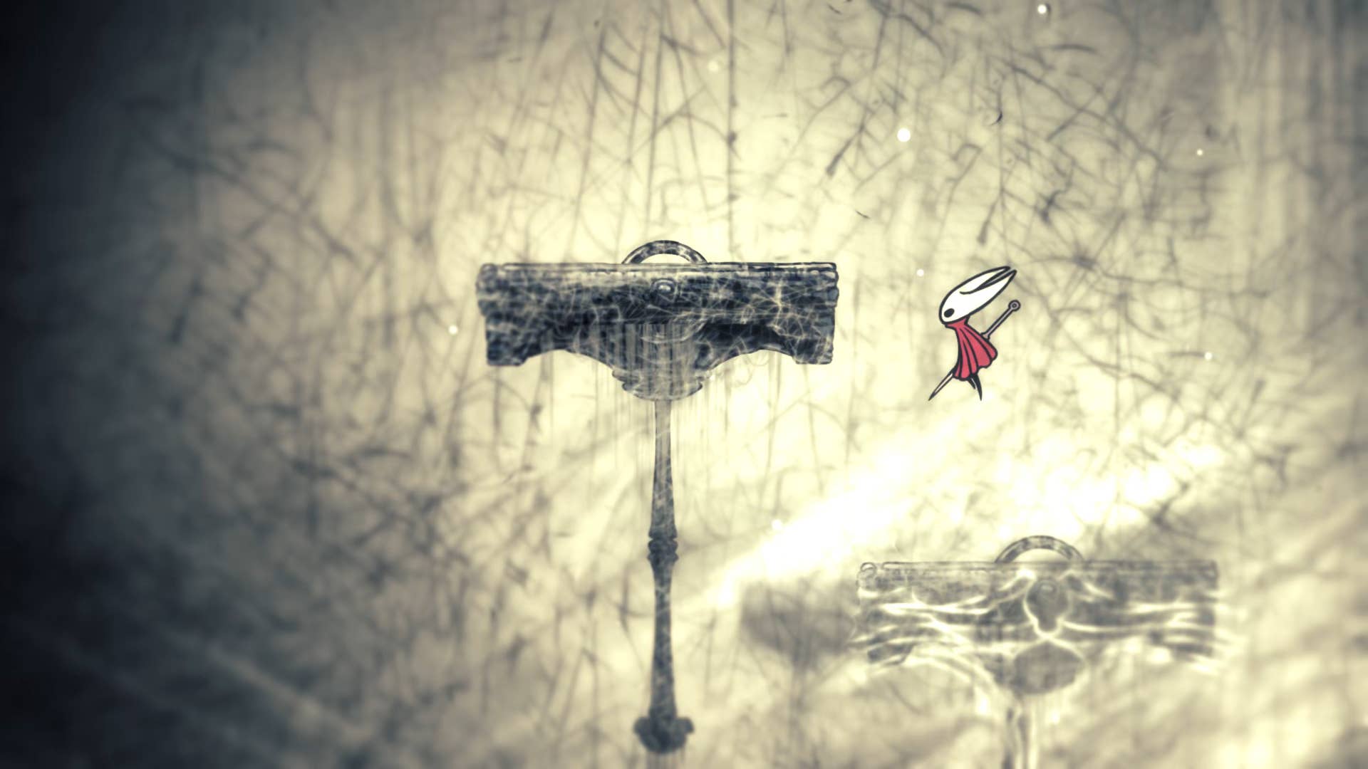 Hollow Knight screenshot: Silkson showing the street in a cradle.