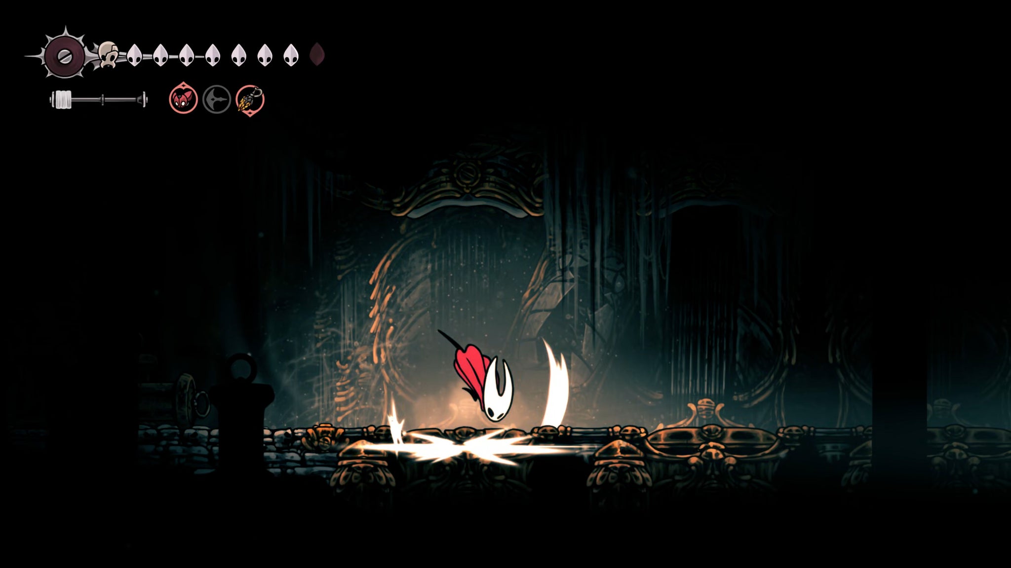 A screenshot of Hollow Knight: Silksong showing the path through the beginning of Act 3. - 10