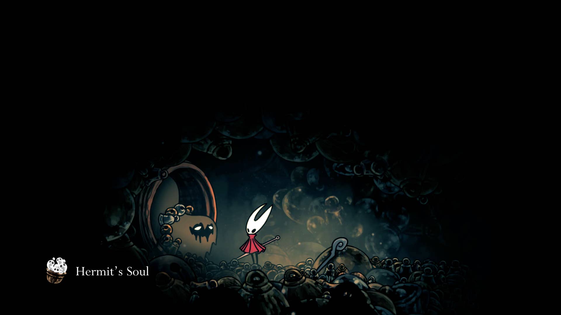 Hollow Knight screenshot: Silkson showing the street in a cradle.