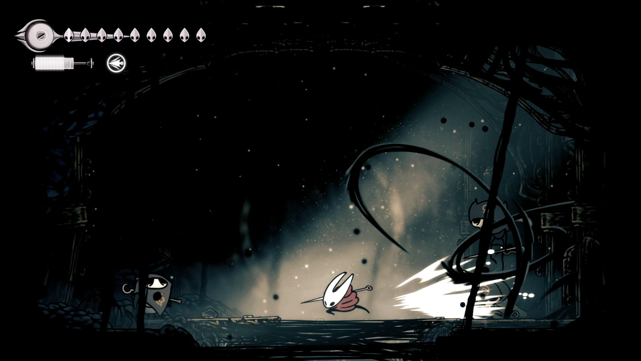 A screenshot of Hollow Knight: Silksong showing the path through the beginning of Act 3. - 6