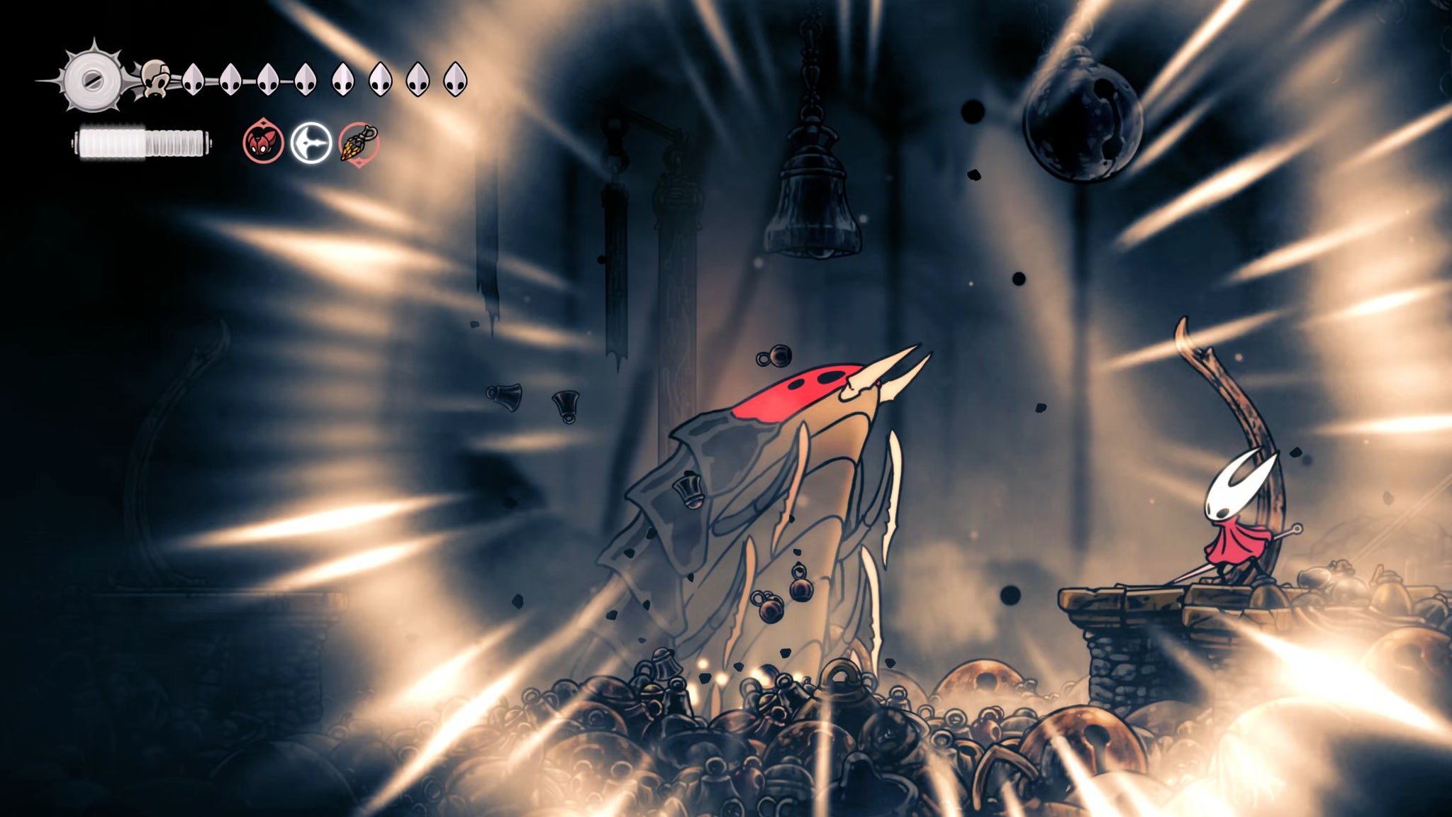 A screenshot of Hollow Knight: Silksong showing the path through the beginning of Act 3. - 10