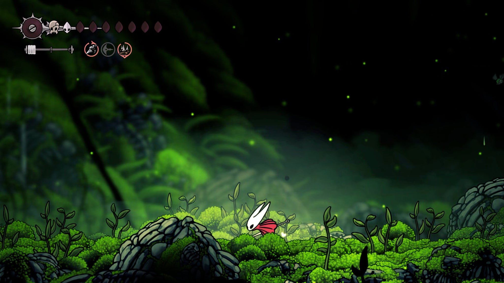A screenshot of Hollow Knight: Silksong showing the path through the beginning of Act 3. - 33
