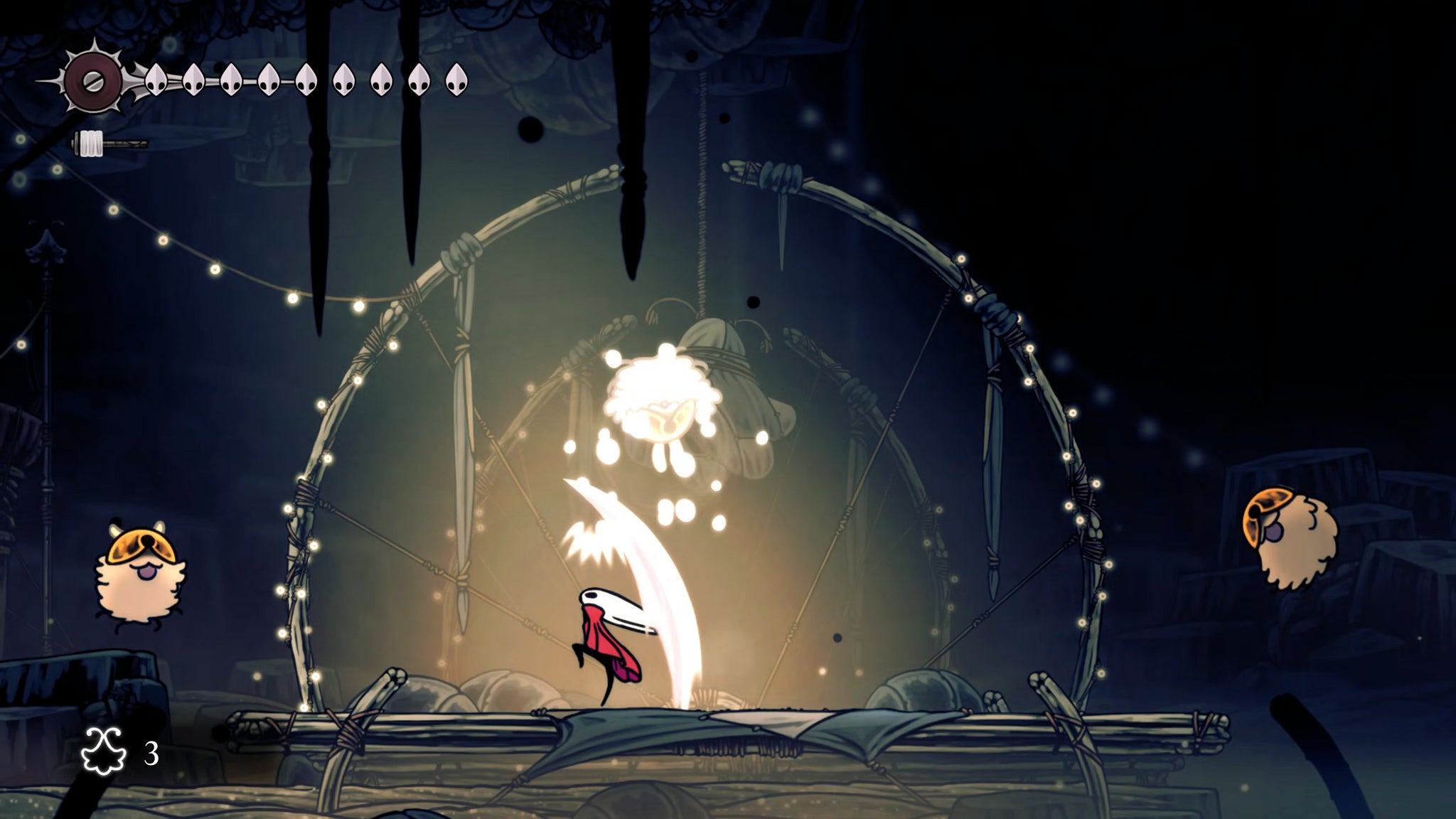A screenshot of Hollow Knight: Silksong showing the path through the beginning of Act 3. - 29