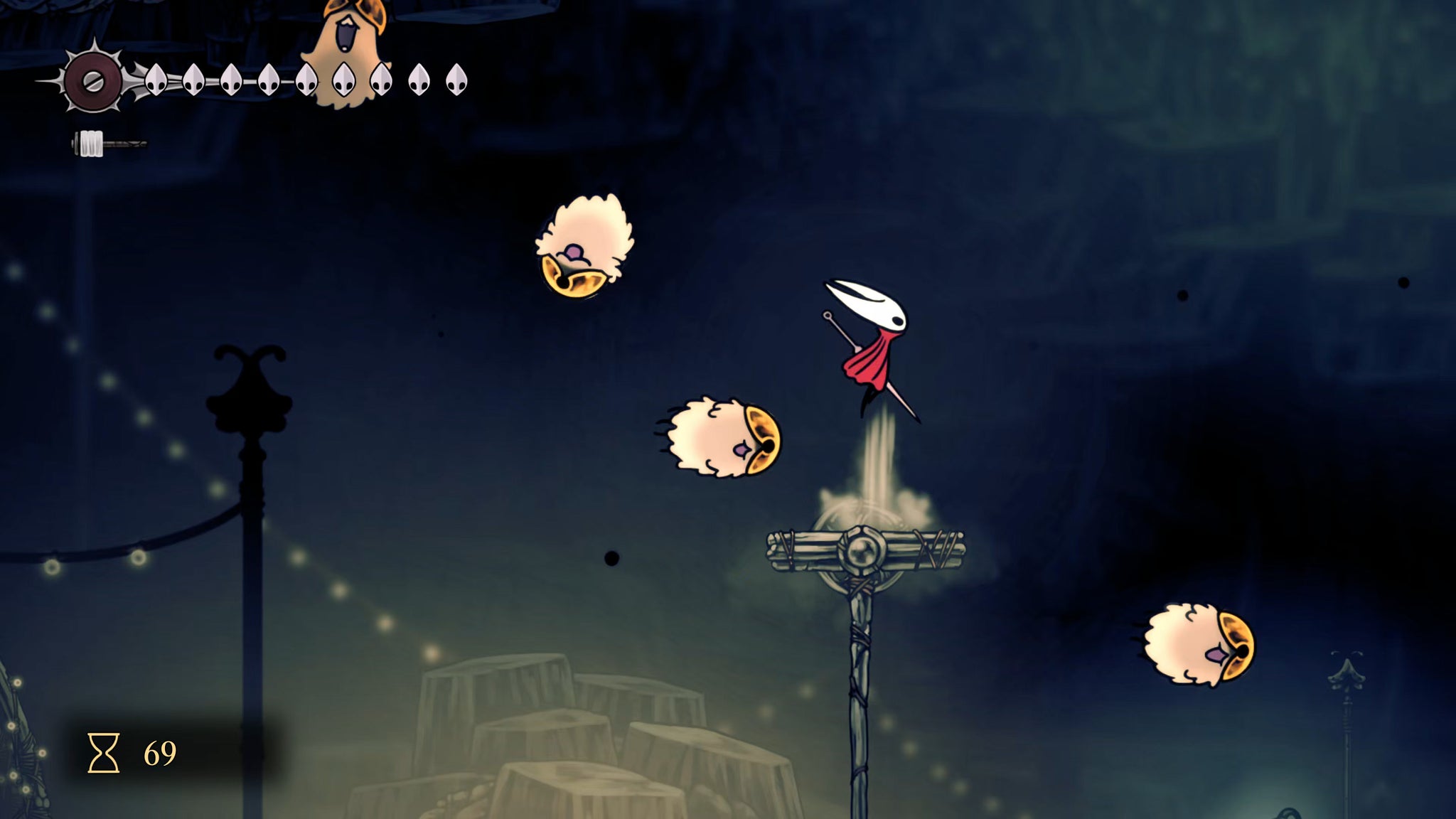 A screenshot of Hollow Knight: Silksong showing the path through the beginning of Act 3. - 28