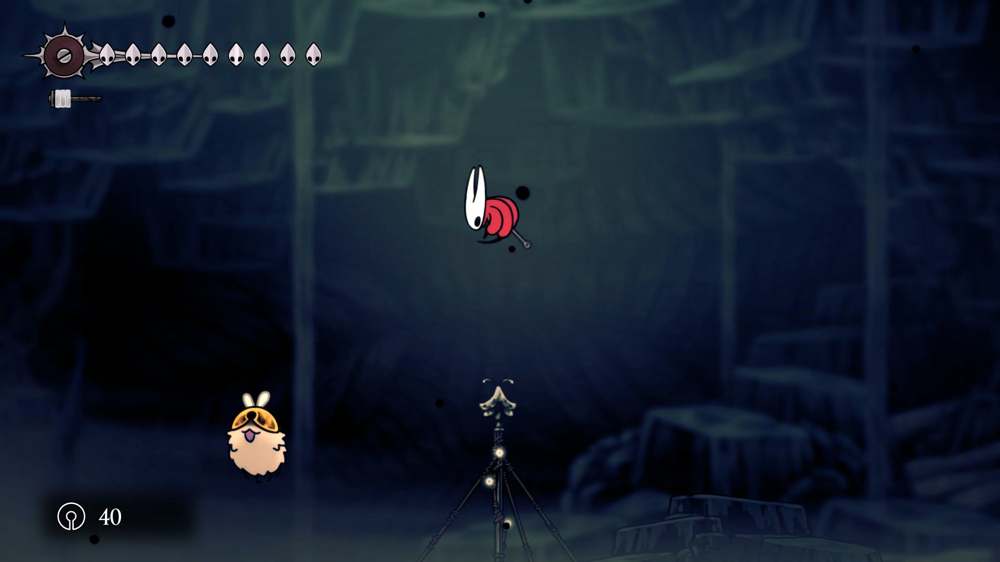 A screenshot of Hollow Knight: Silksong showing the path through the beginning of Act 3. - 27