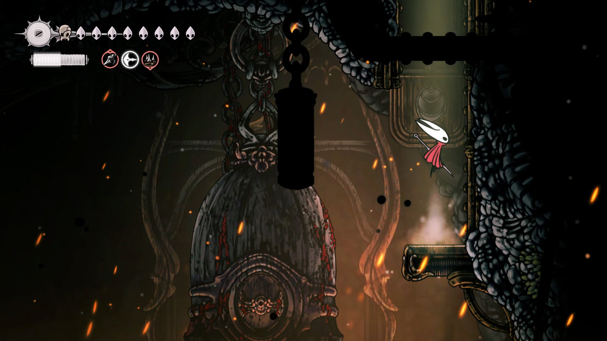A screenshot of Hollow Knight: Silksong showing the path through The Abyss. - 5
