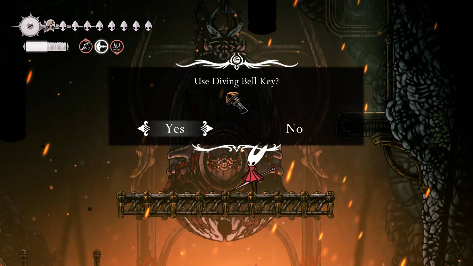 Hollow Knight screenshot: Silksong showing the path through Abyss.