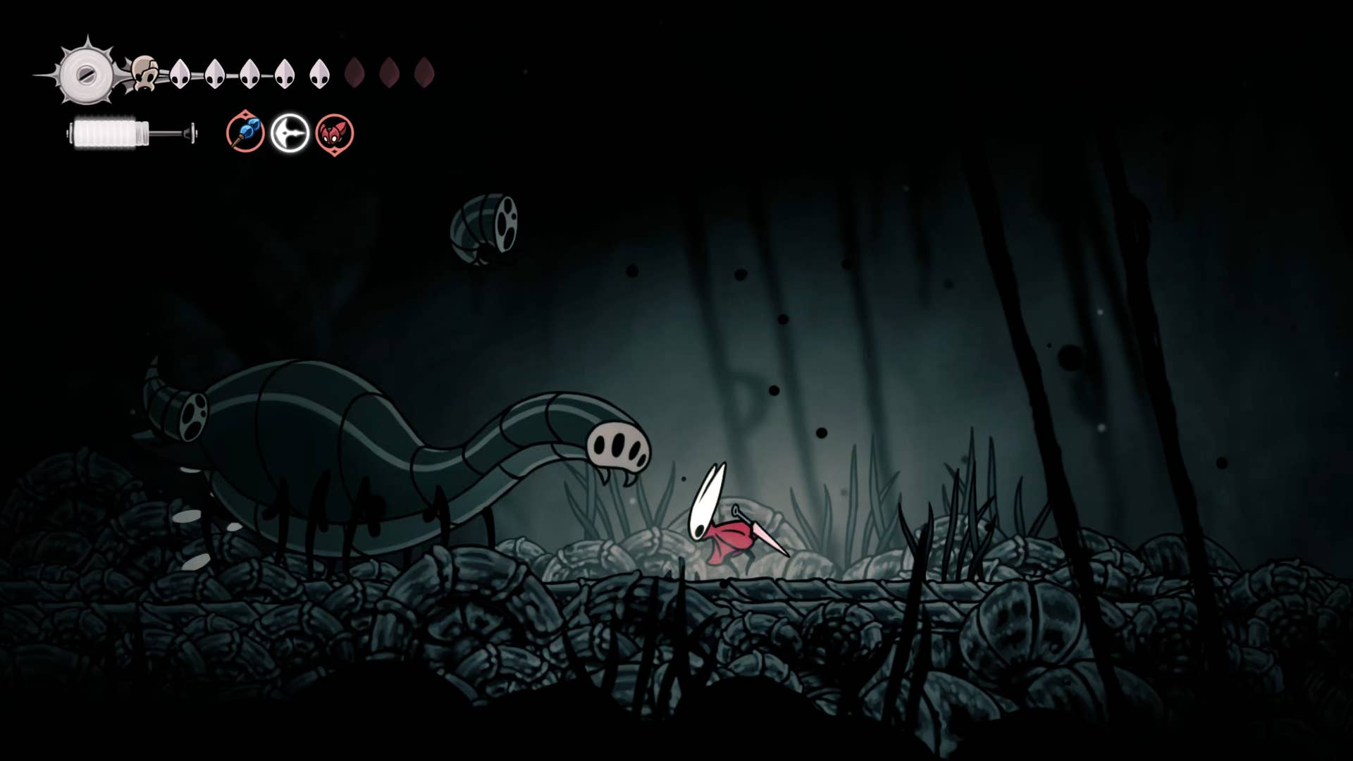 Hollow Knight screenshot: Silksong showing the path through Abyss.