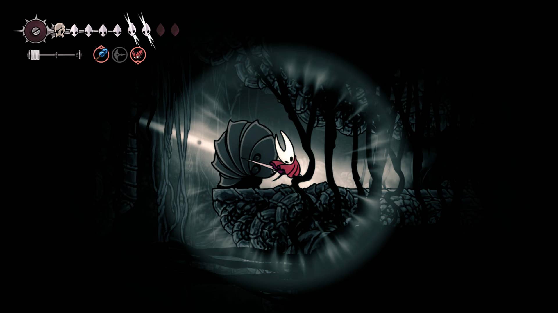 Hollow Knight screenshot: Silksong showing the path through Abyss.