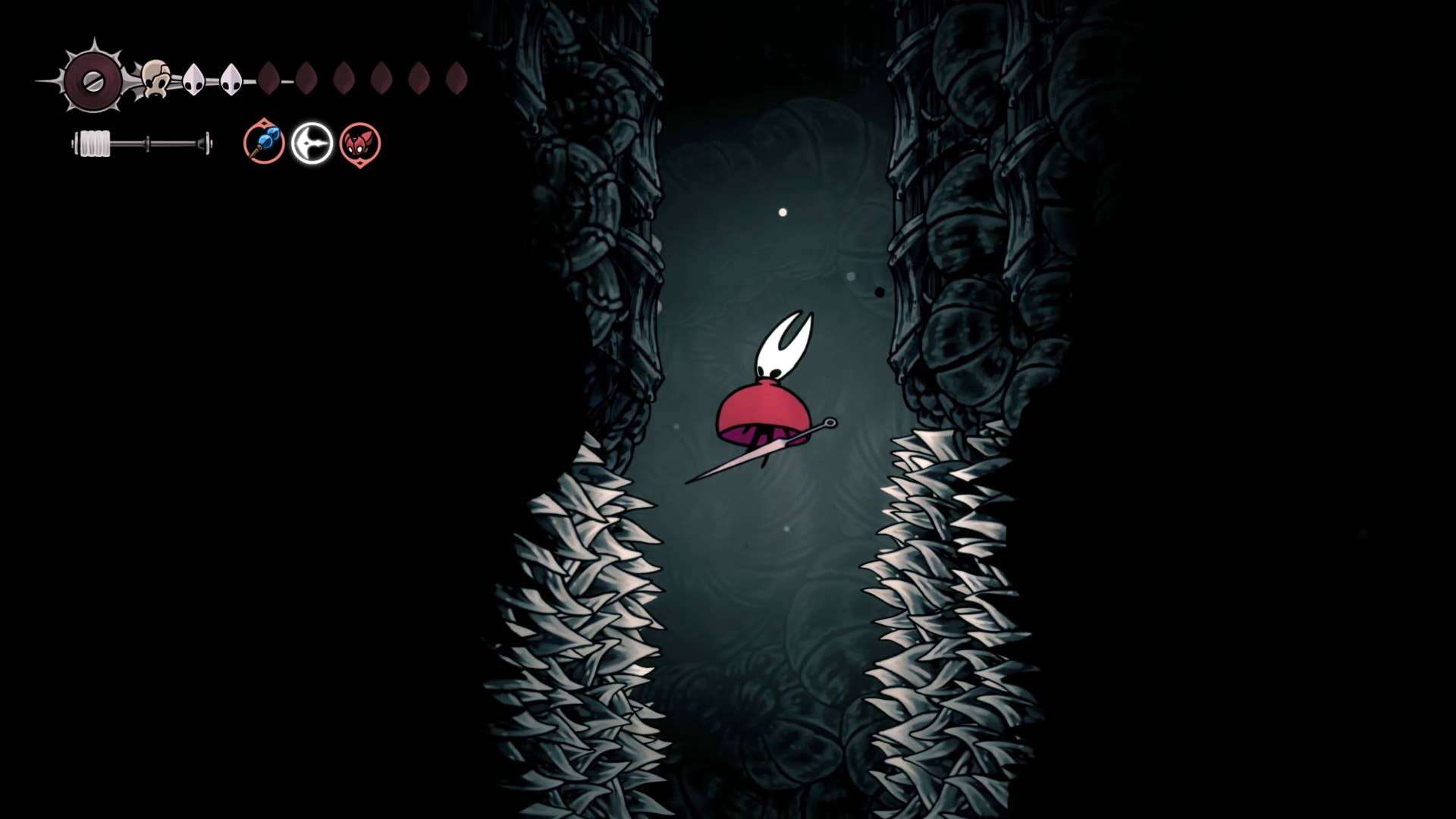 Hollow Knight screenshot: Silksong showing the path through Abyss.