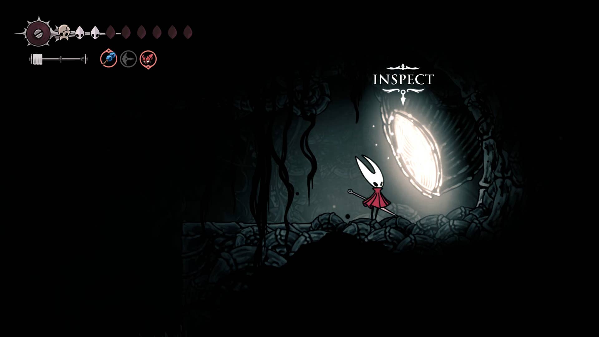Hollow Knight screenshot: Silksong showing the path through Abyss.