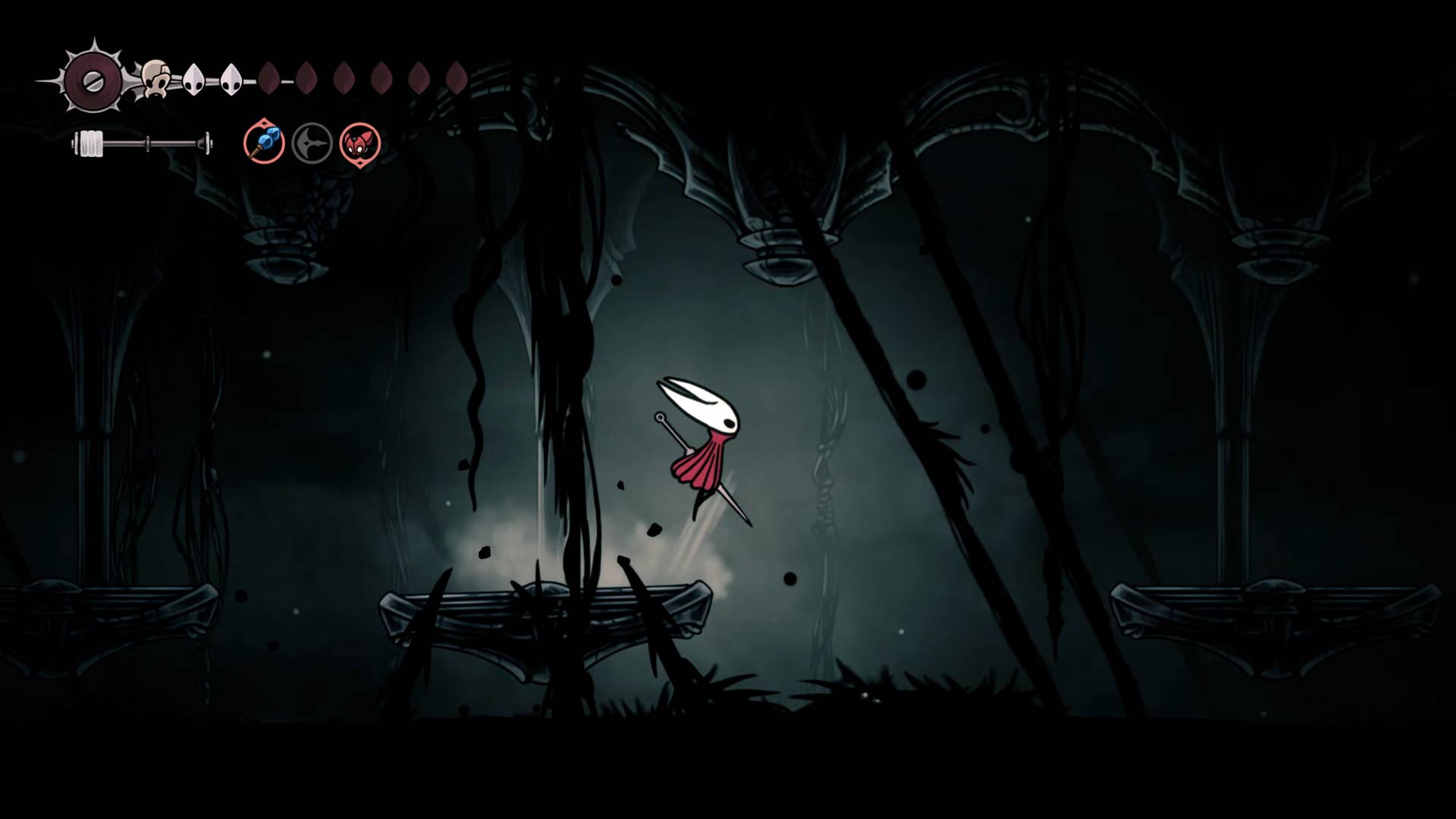 Hollow Knight screenshot: Silksong showing the path through Abyss.