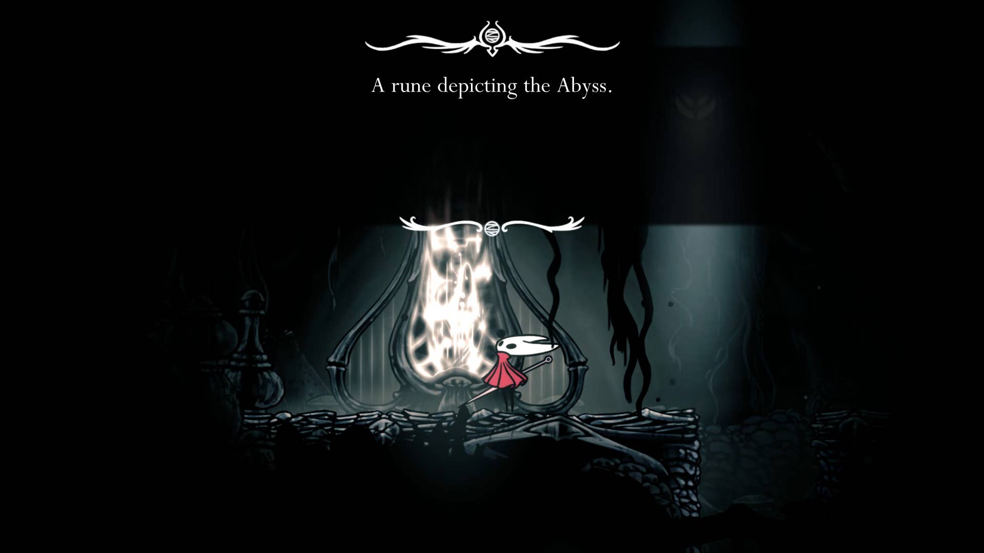 Hollow Knight screenshot: Silksong showing the path through Abyss.