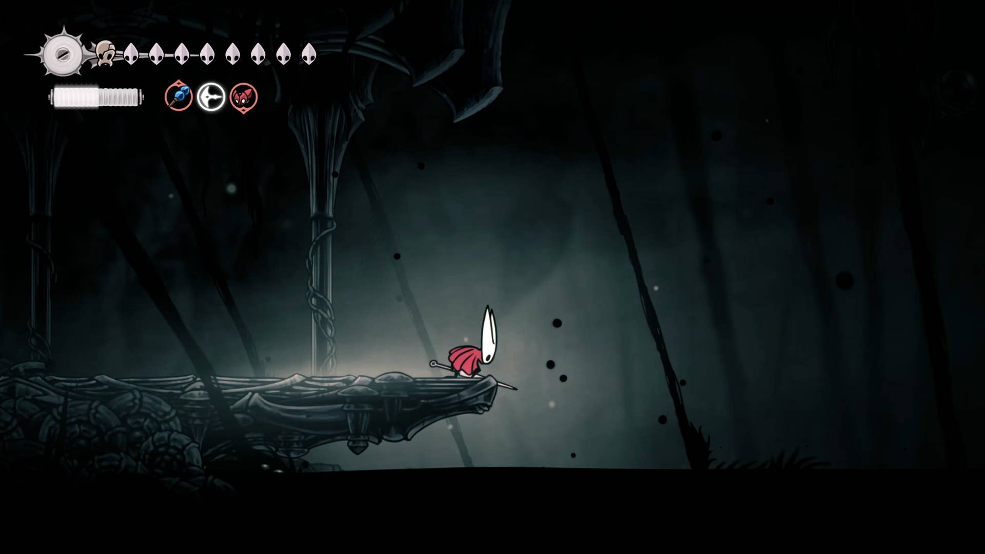 Hollow Knight screenshot: Silksong showing the path through Abyss.