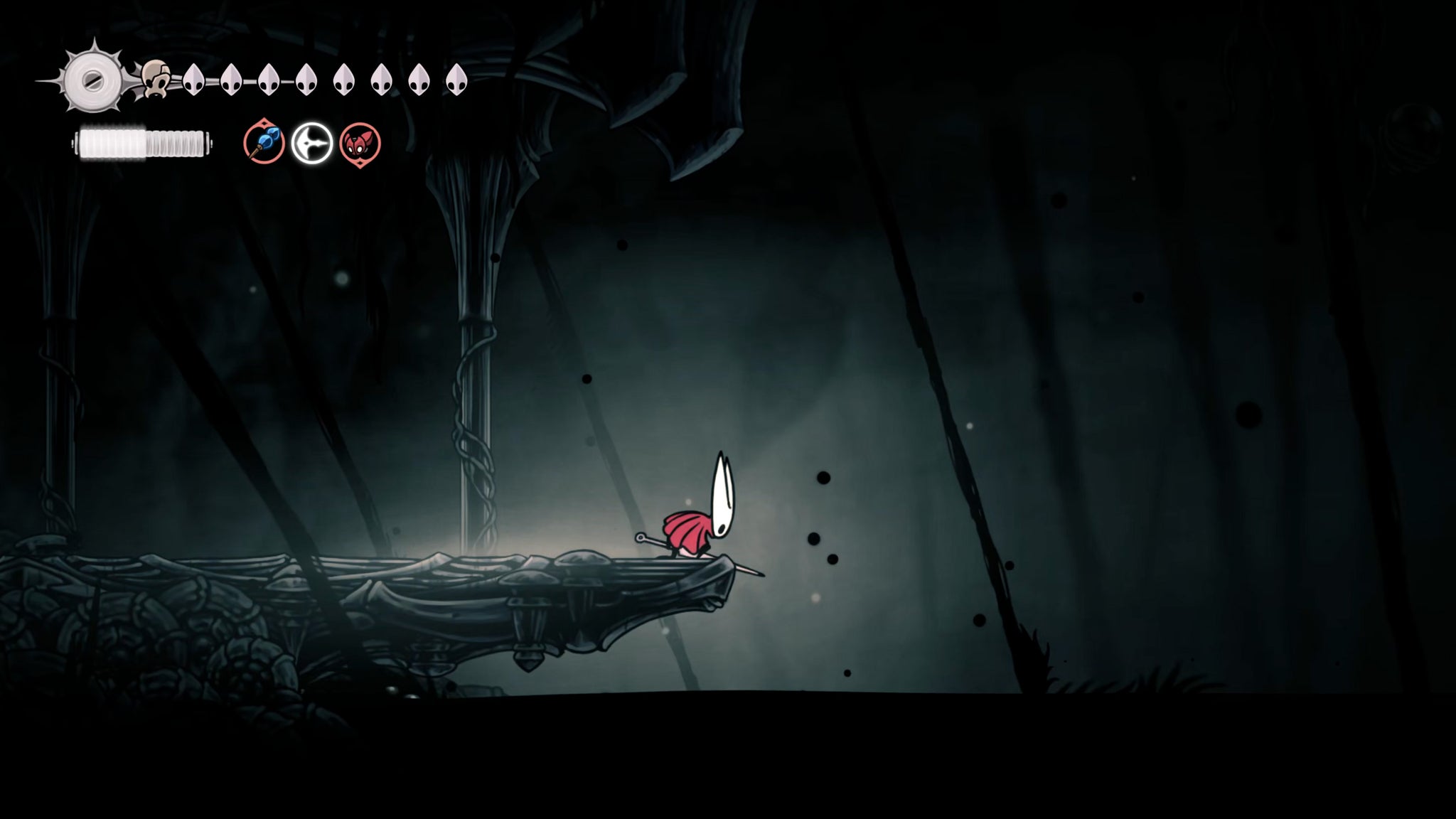 A screenshot of Hollow Knight: Silksong showing the path through The Abyss. - 23