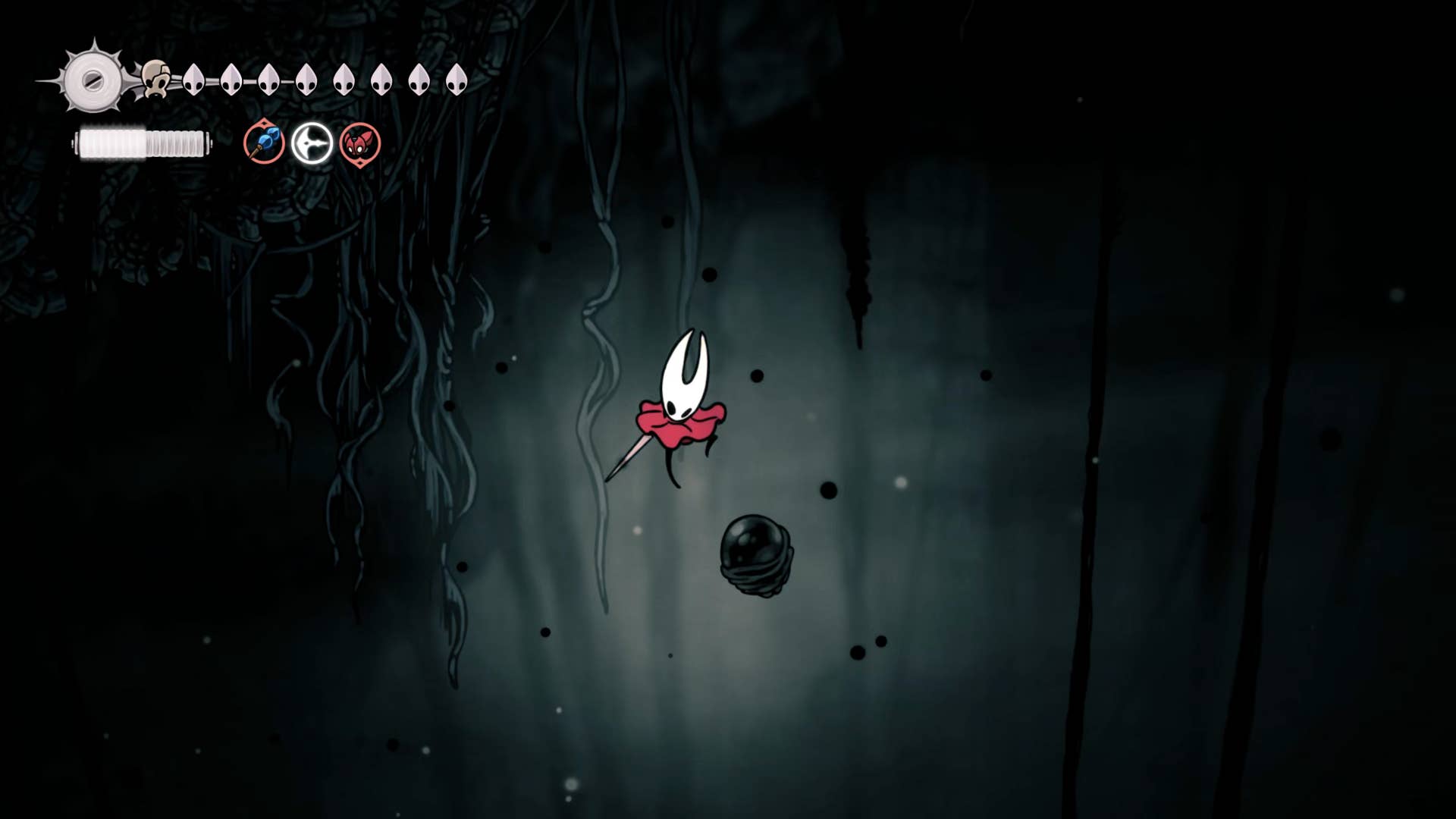 Hollow Knight screenshot: Silksong showing the path through Abyss.