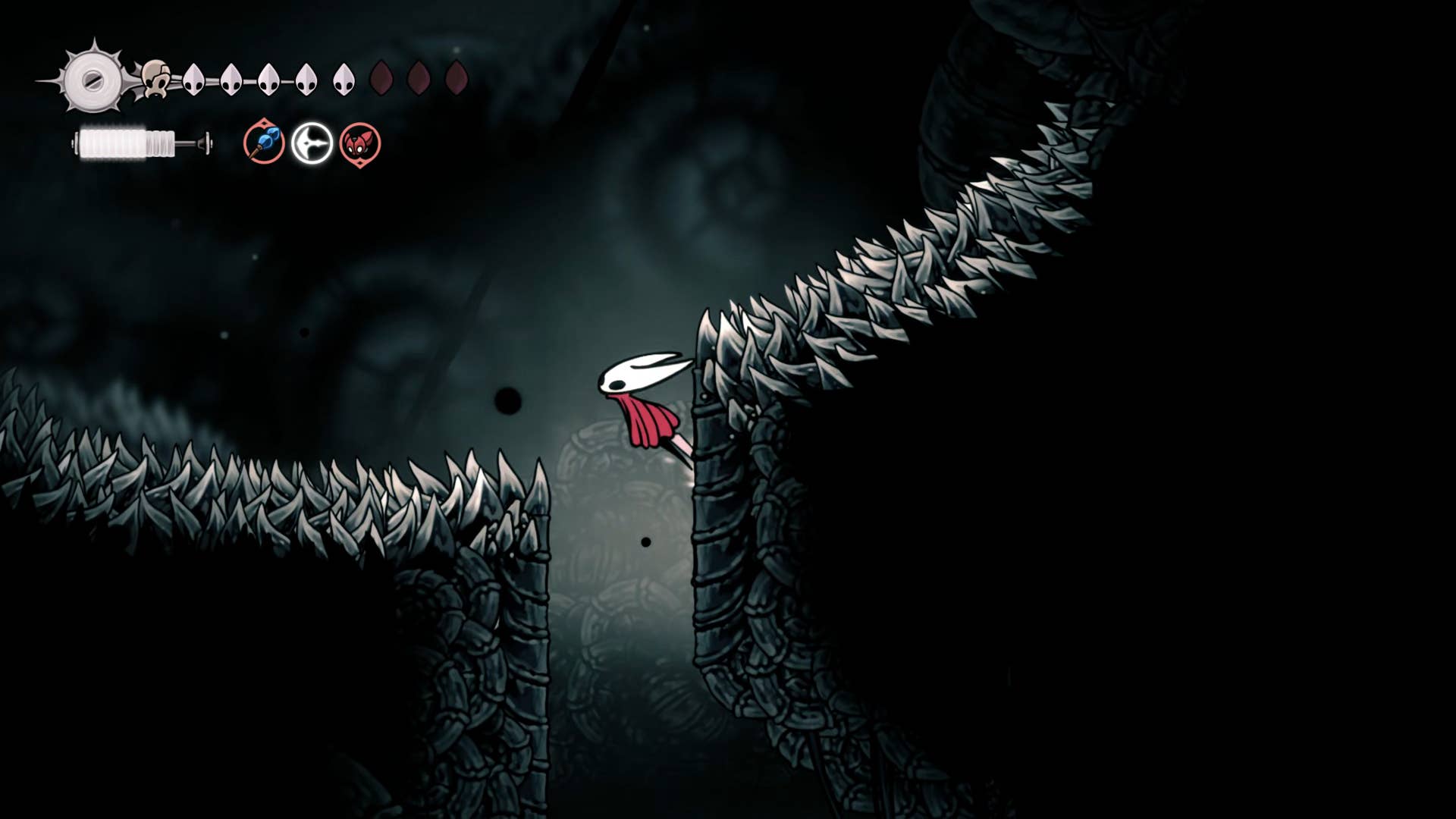 Hollow Knight screenshot: Silksong showing the path through Abyss.