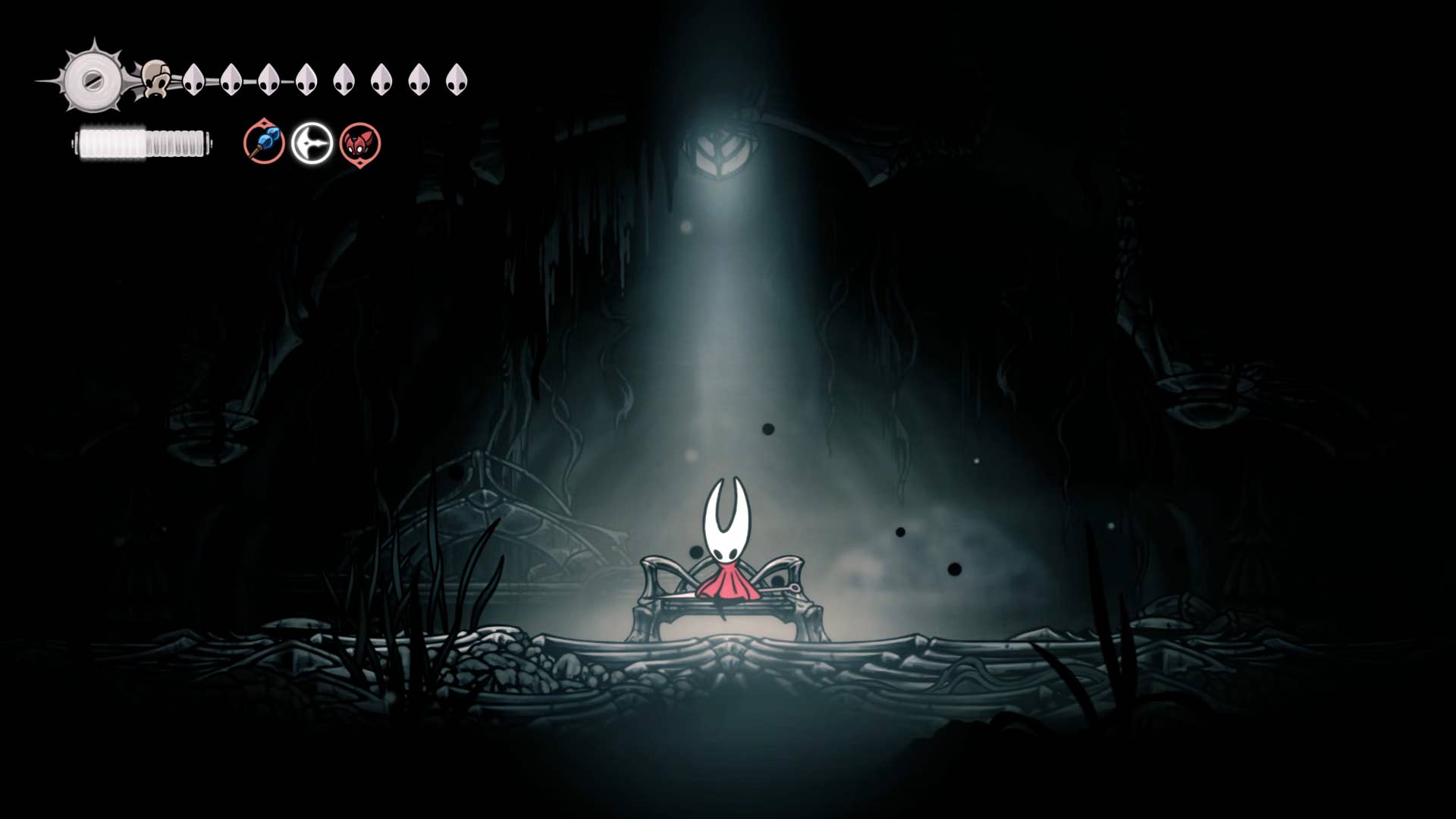 Hollow Knight screenshot: Silksong showing the path through Abyss.