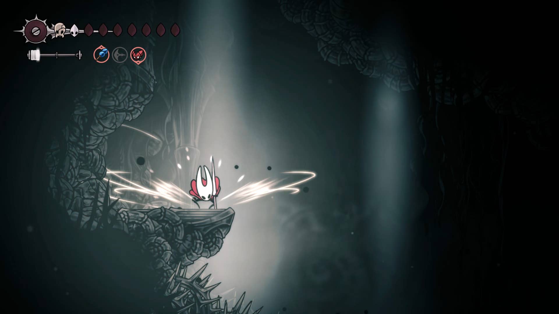 Hollow Knight screenshot: Silksong showing the path through Abyss.