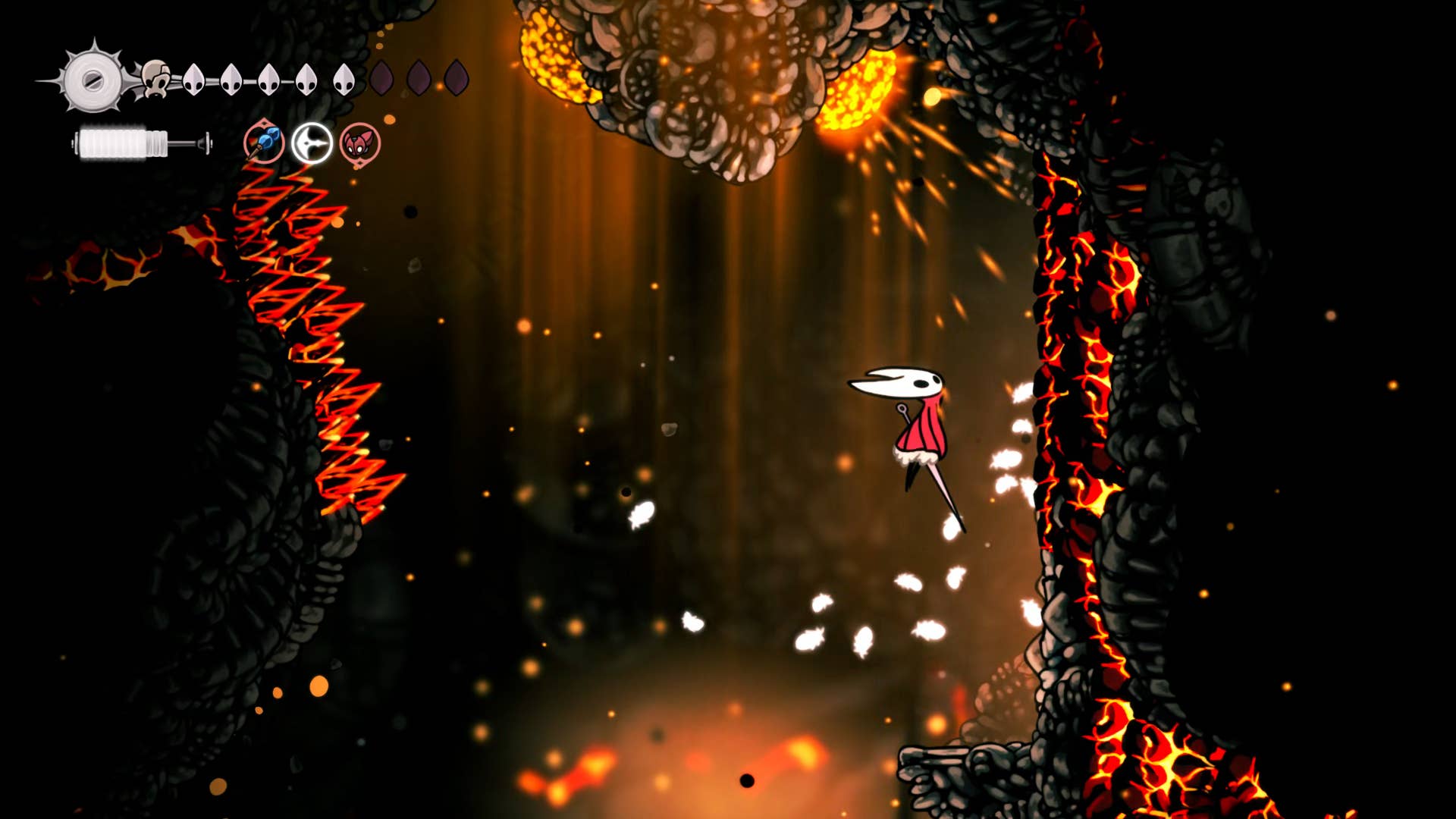 Hollow Knight screenshot: Silksong showing the path through Abyss.