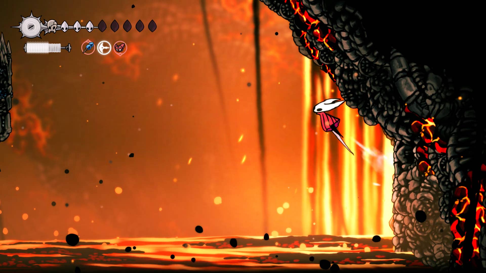 Hollow Knight screenshot: Silksong showing the path through Abyss.