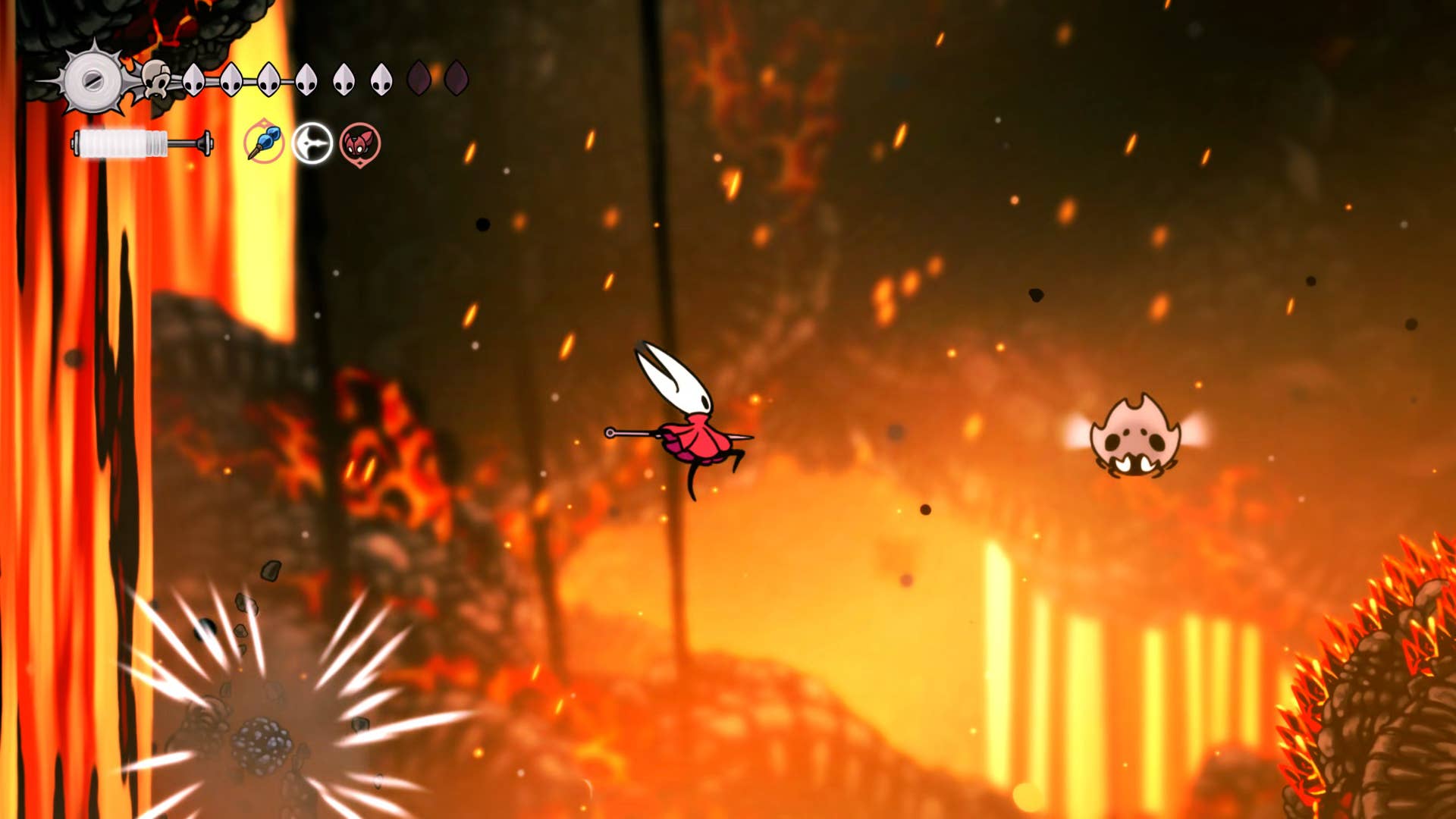 Hollow Knight screenshot: Silksong showing the path through Abyss.