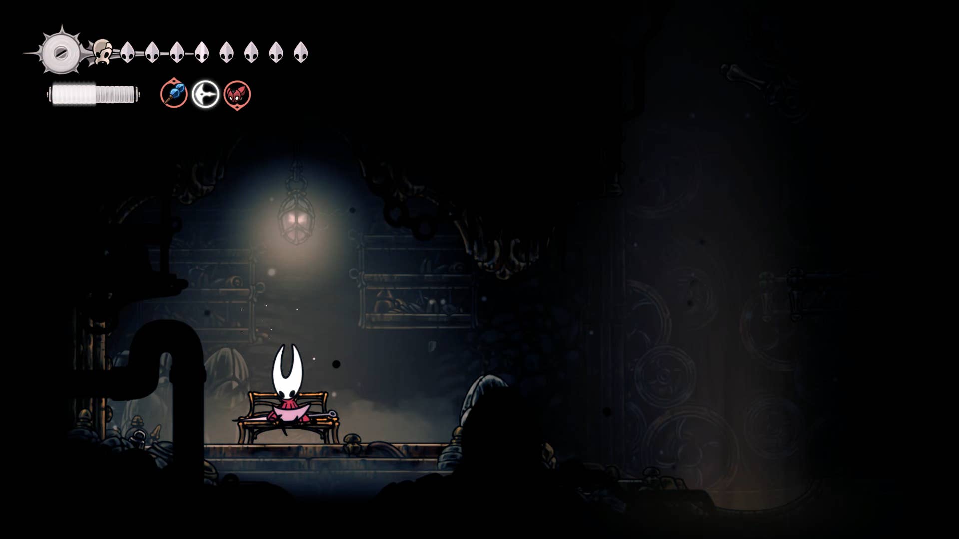 Hollow Knight screenshot: Silksong showing the path through Abyss.
