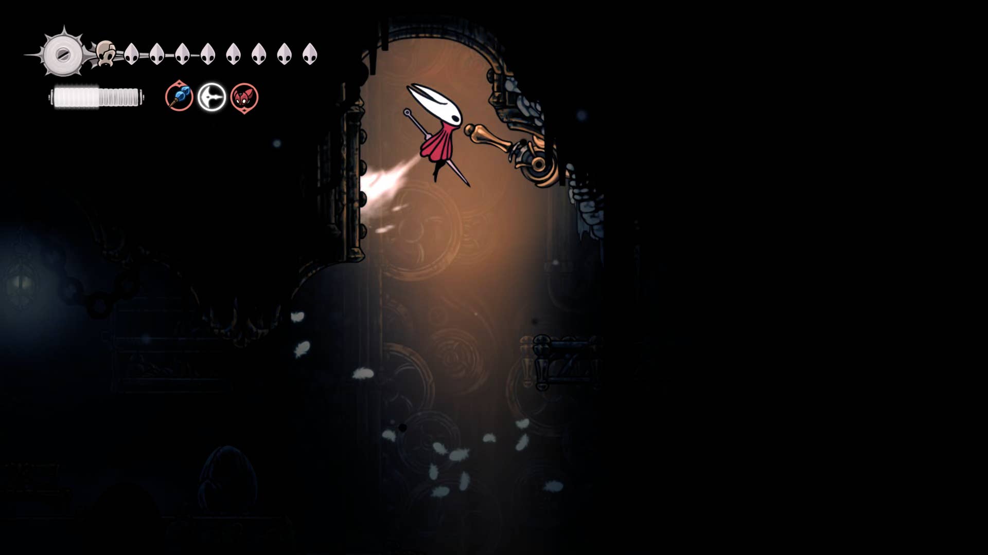 Hollow Knight screenshot: Silksong showing the path through Abyss.