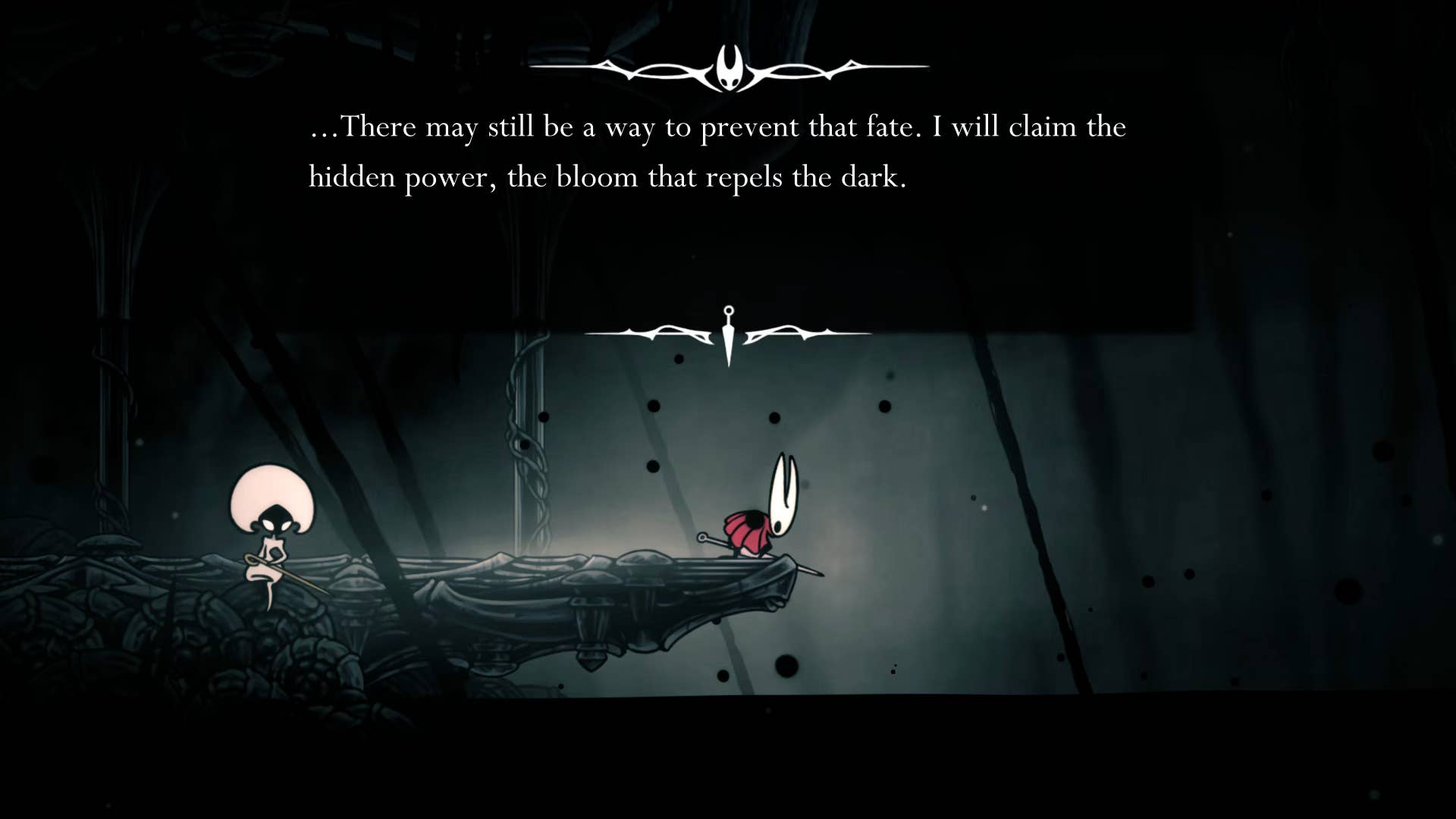 Hollow Knight screenshot: Silksong showing the path through Abyss.
