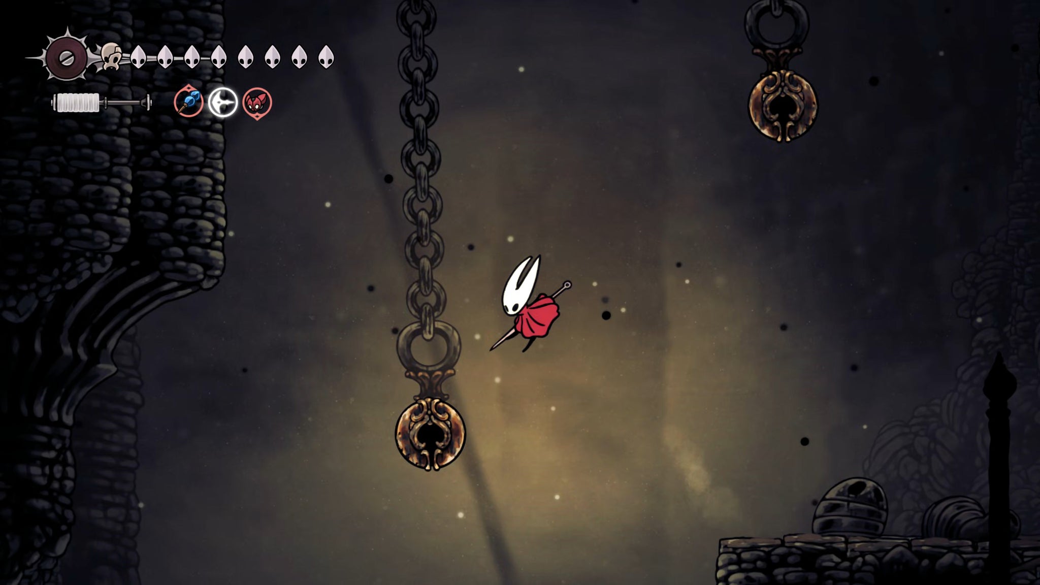 A screenshot of Hollow Knight: Silksong showing the path through The Old Hearts quest in Act 3. - 9