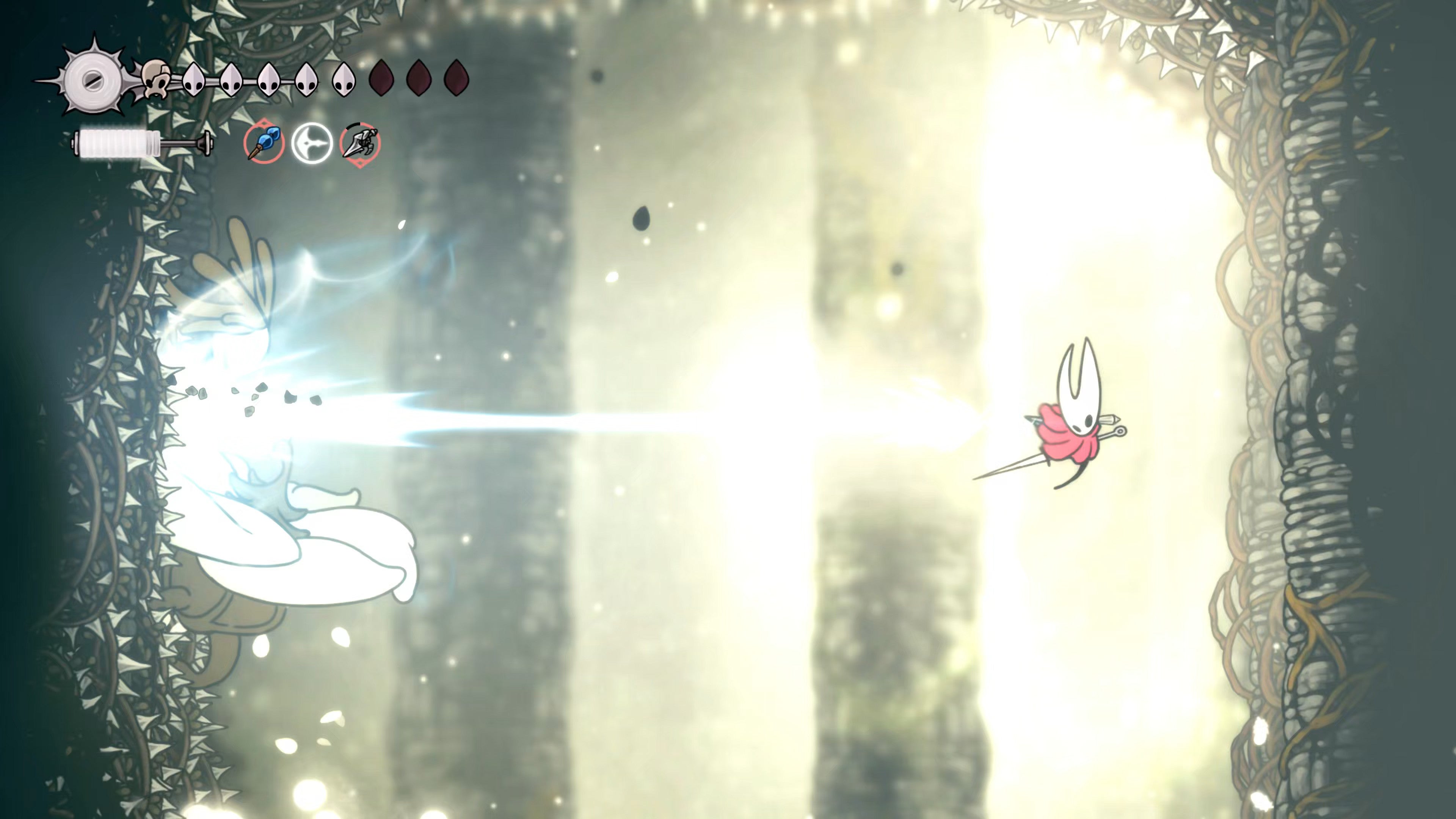 A screenshot of Hollow Knight: Silksong showing the path through The Old Hearts quest in Act 3. - 20