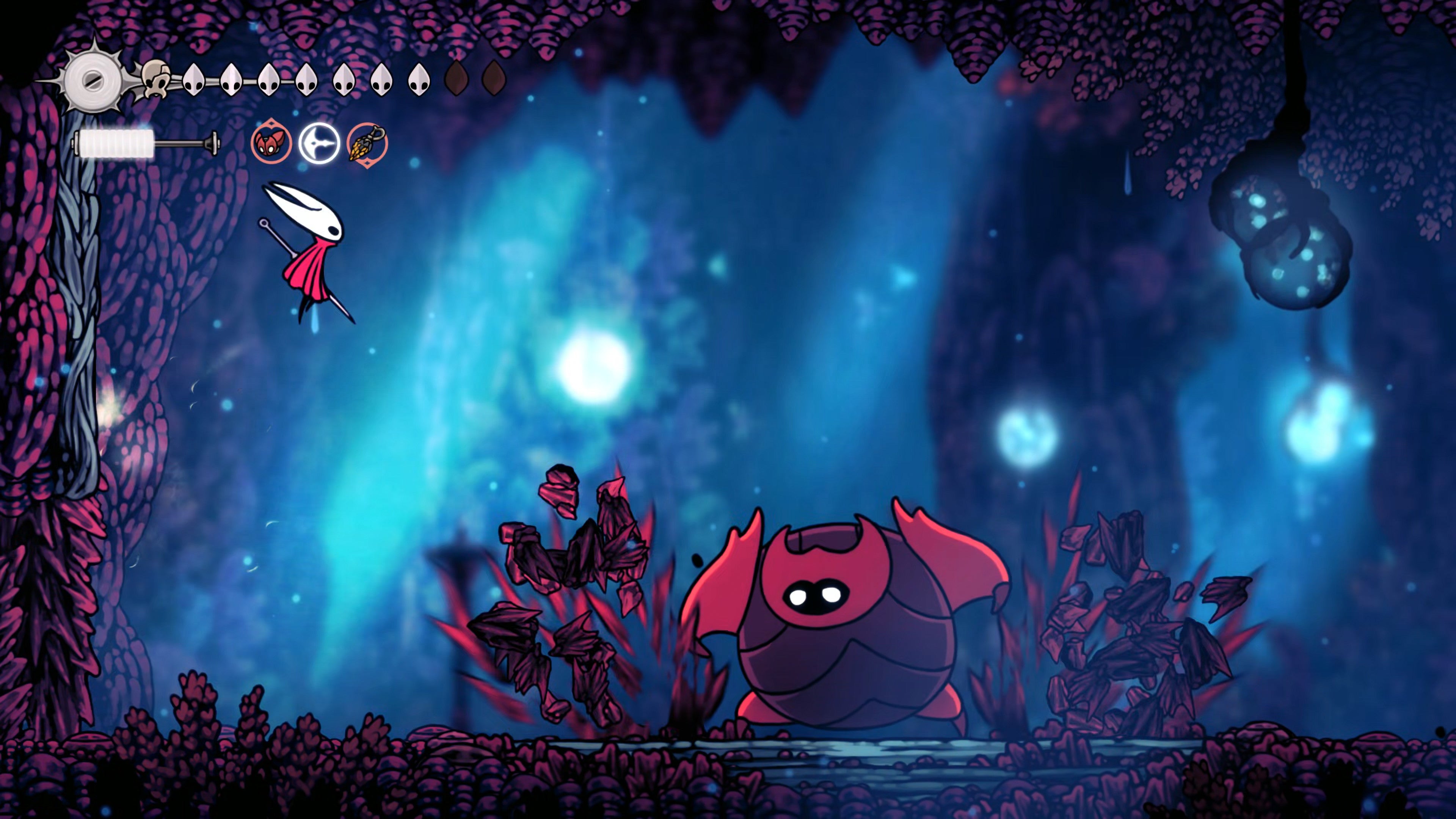 A screenshot of Hollow Knight: Silksong showing the path through The Old Hearts quest in Act 3. - 25
