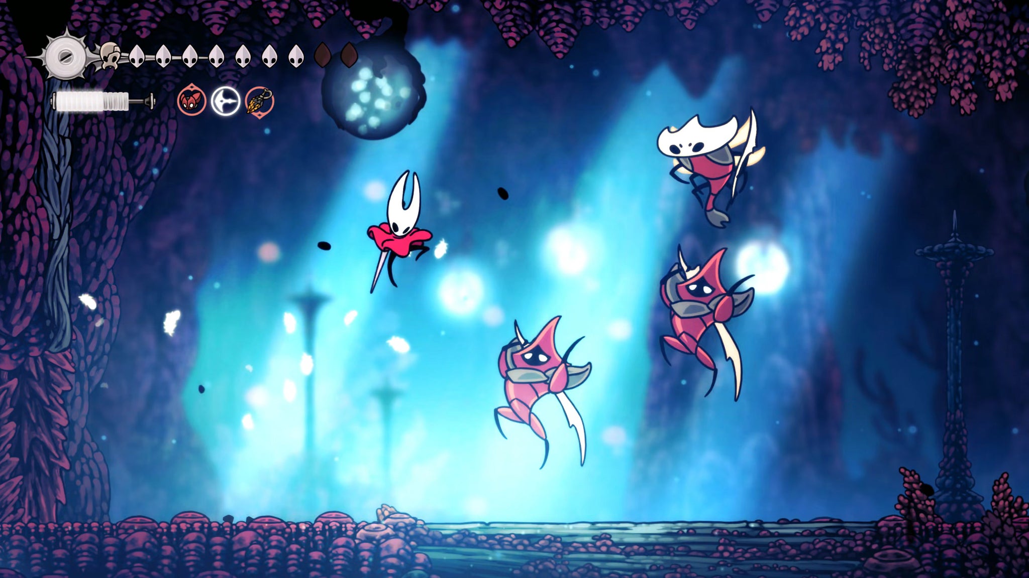 A screenshot of Hollow Knight: Silksong showing the path through The Old Hearts quest in Act 3. - 24