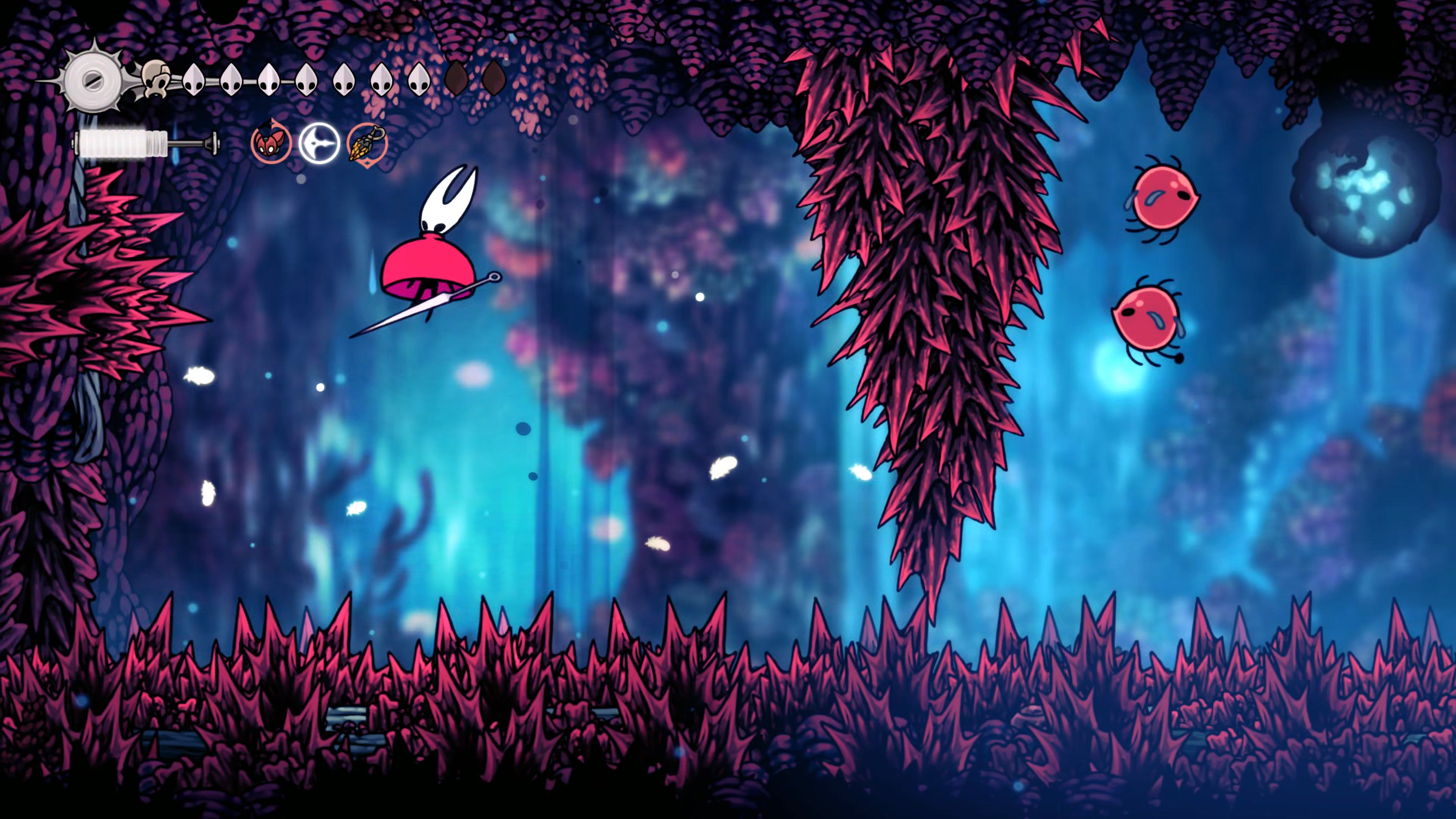 A screenshot of Hollow Knight: Silksong showing the path through The Old Hearts quest in Act 3. - 26