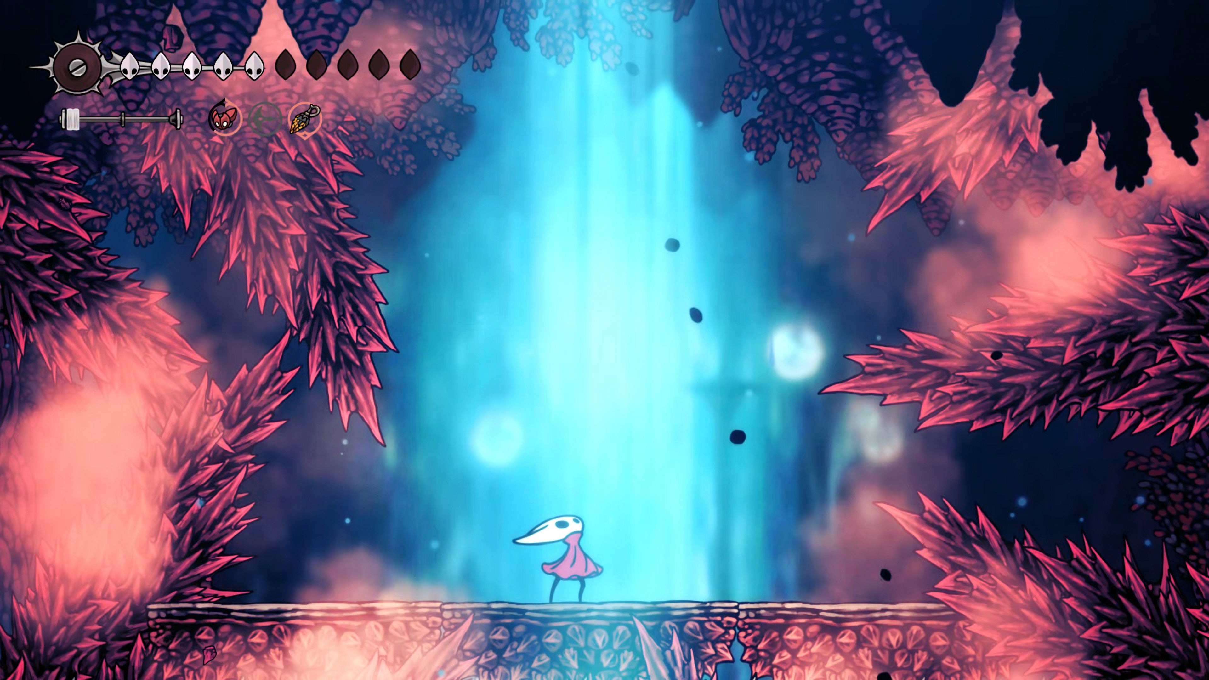 A screenshot of Hollow Knight: Silksong showing the path through The Old Hearts quest in Act 3. - 29
