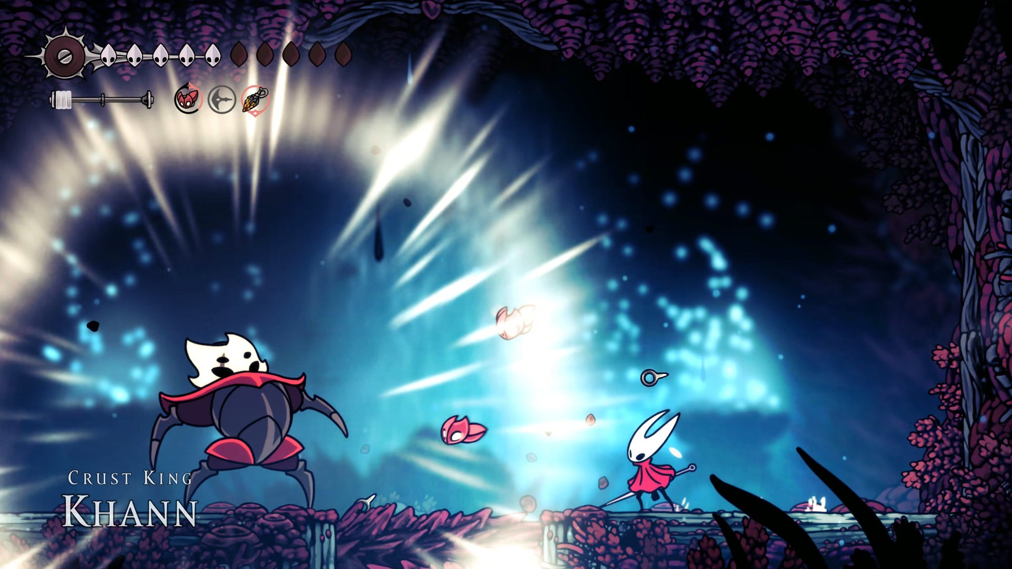 A screenshot of Hollow Knight: Silksong showing the path through The Old Hearts quest in Act 3. - 30