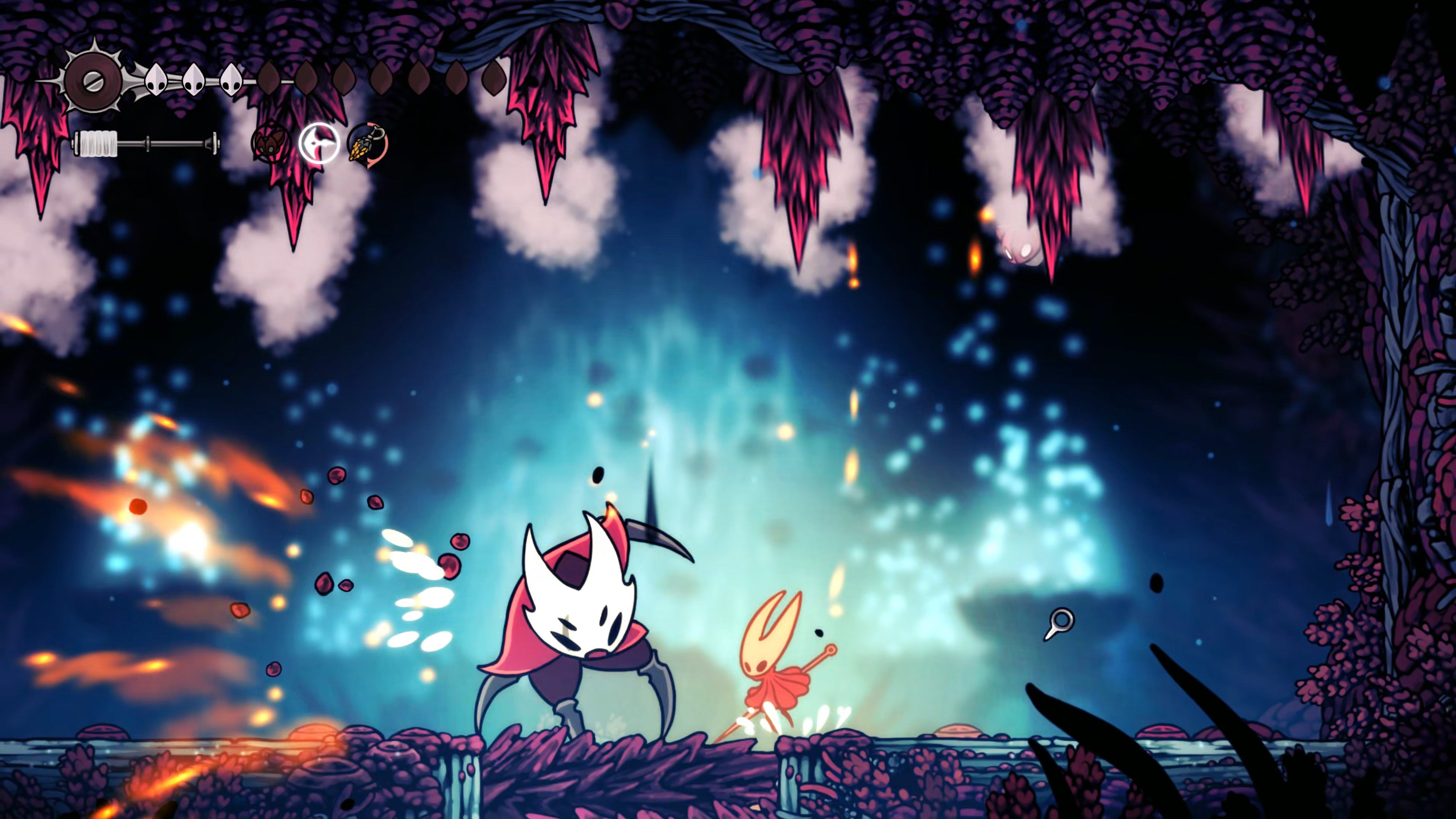 A screenshot of Hollow Knight: Silksong showing the path through The Old Hearts quest in Act 3. - 31