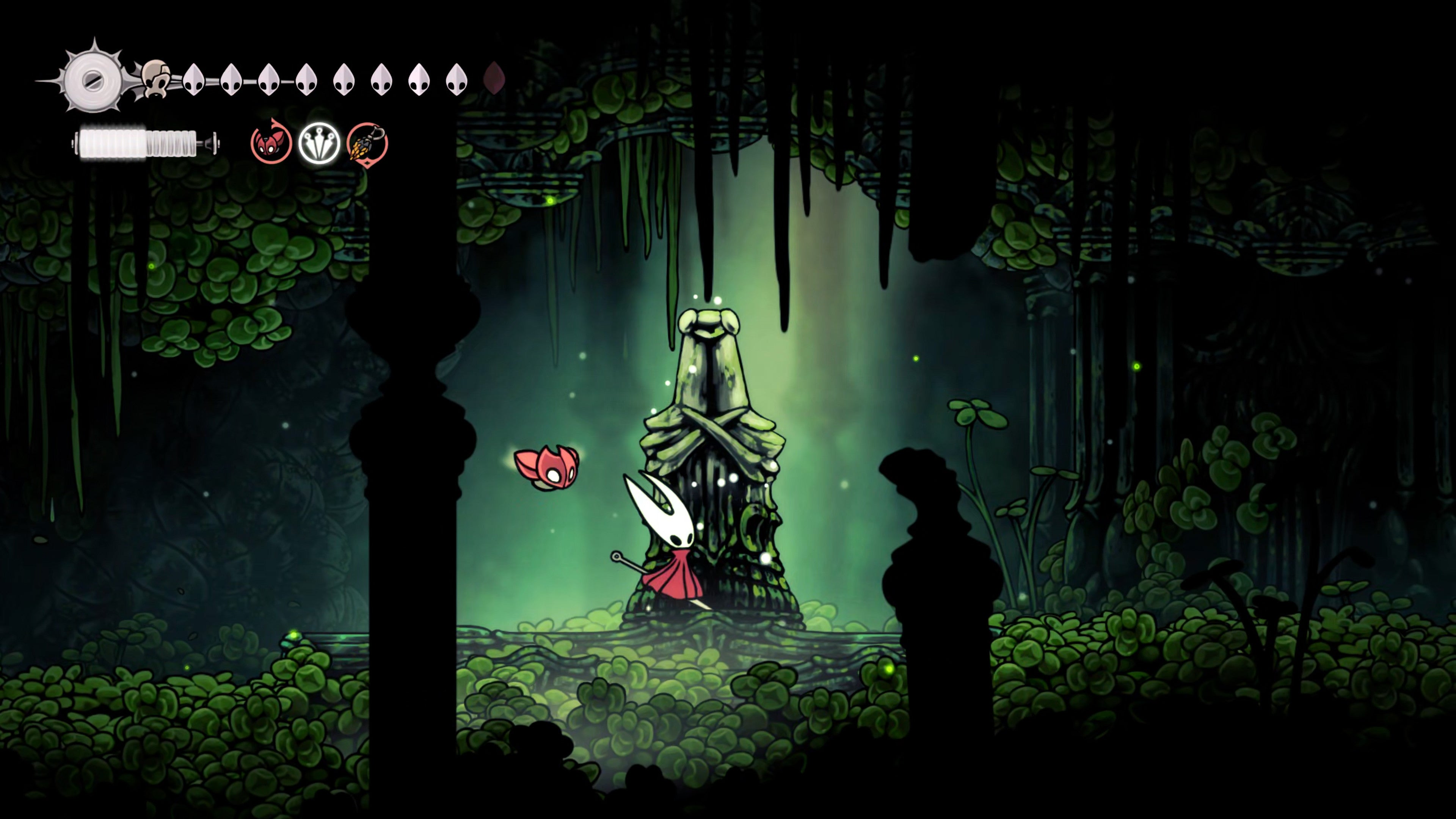 A screenshot of Hollow Knight: Silksong showing the path through Lost Verdania. - 11