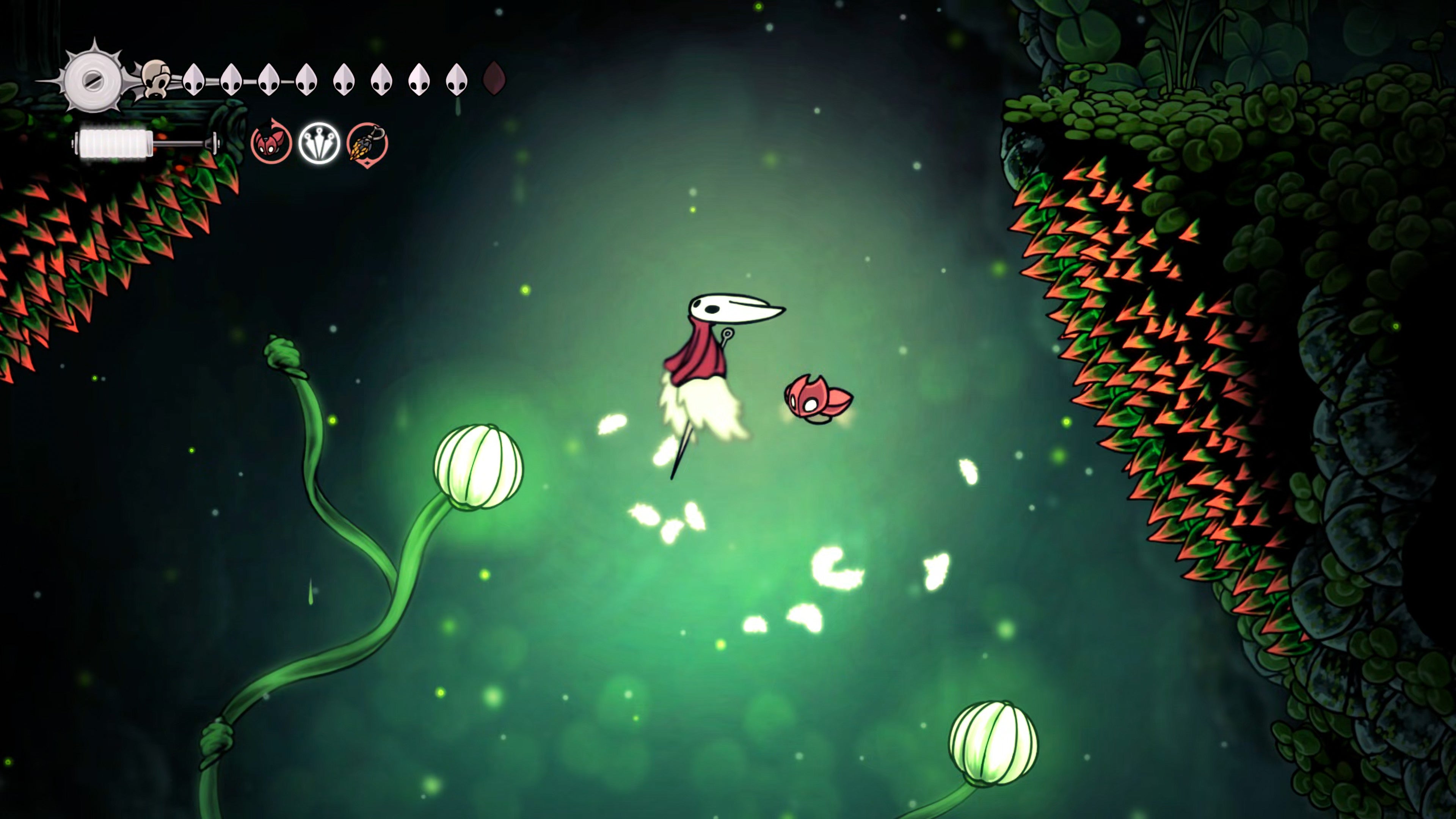 A screenshot of Hollow Knight: Silksong showing the path through Lost Verdania. - 12