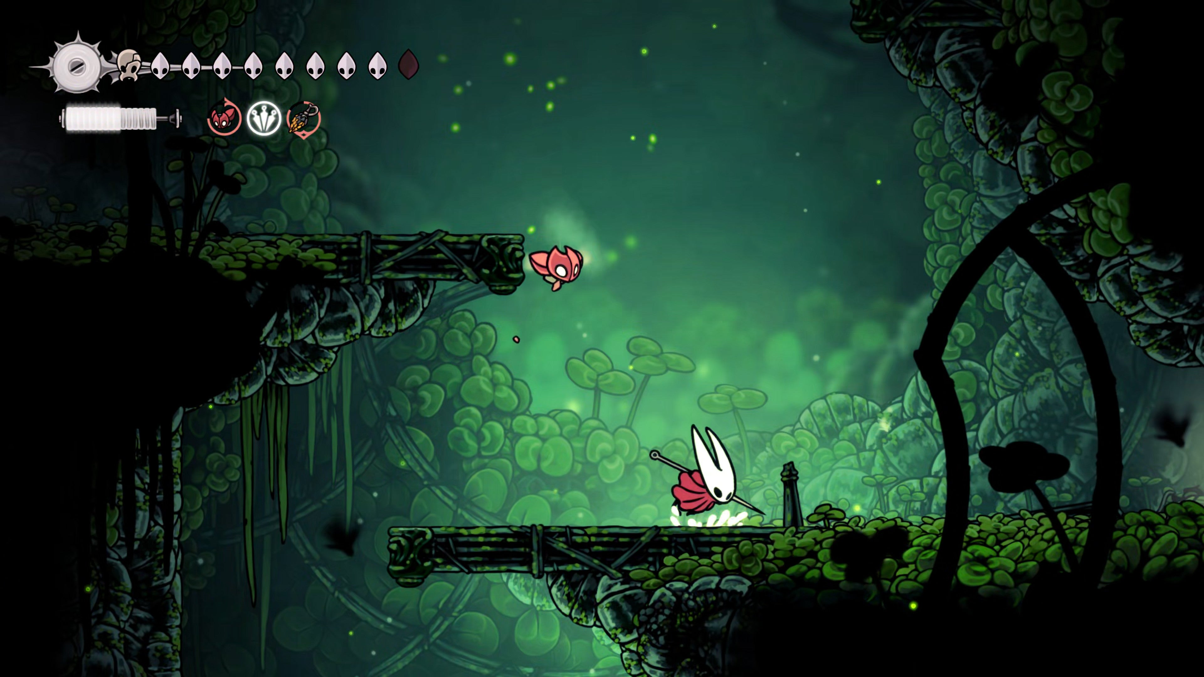 A screenshot of Hollow Knight: Silksong showing the path through Lost Verdania. - 13