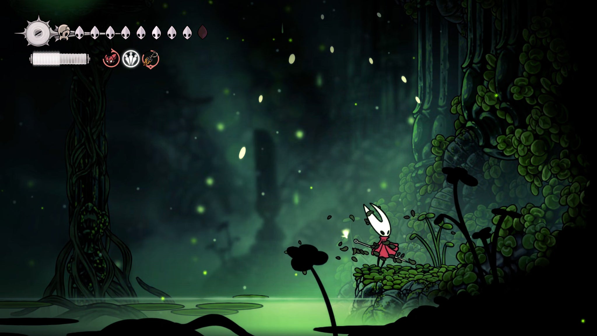 A screenshot of Hollow Knight: Silksong showing the path through Lost Verdania. - 15