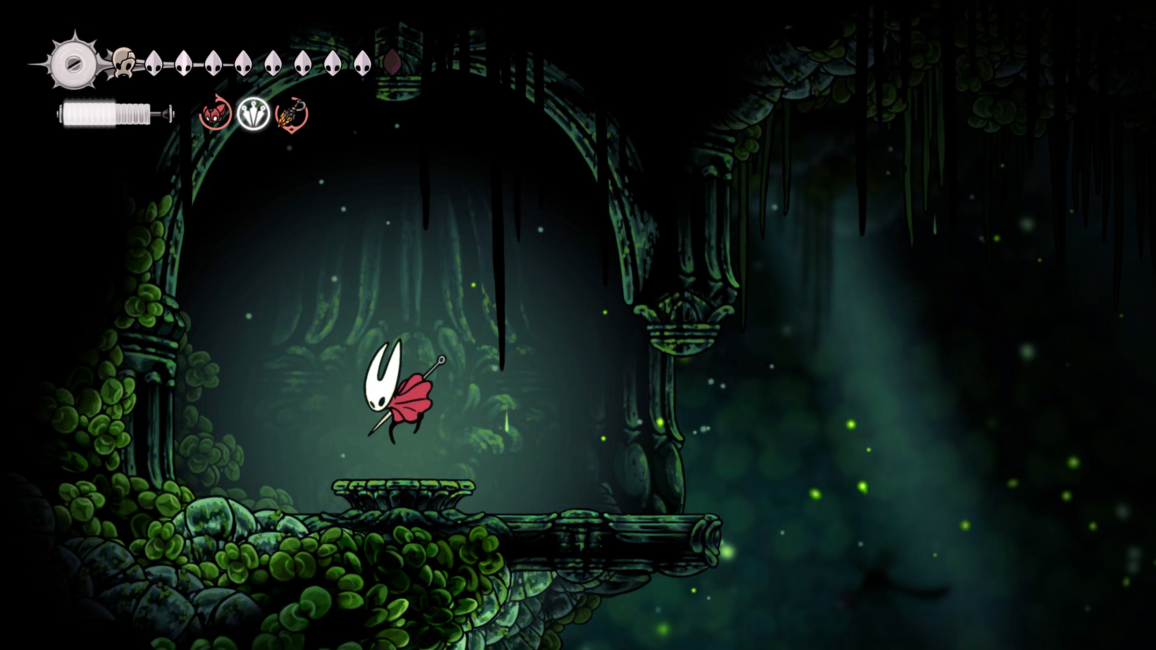 A screenshot of Hollow Knight: Silksong showing the path through Lost Verdania. - 20