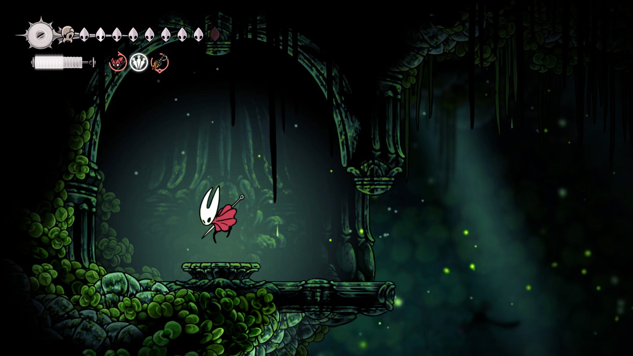 A screenshot of Hollow Knight: Silksong showing the path through Lost Verdania. - 20