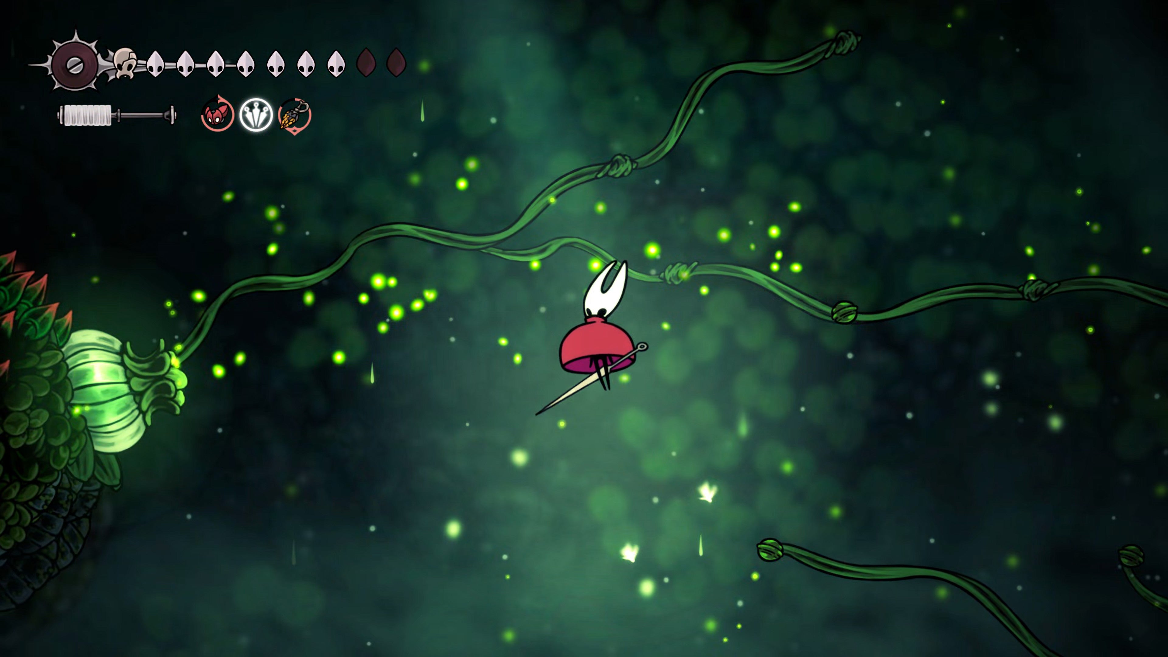 A screenshot of Hollow Knight: Silksong showing the path through Lost Verdania. - 16