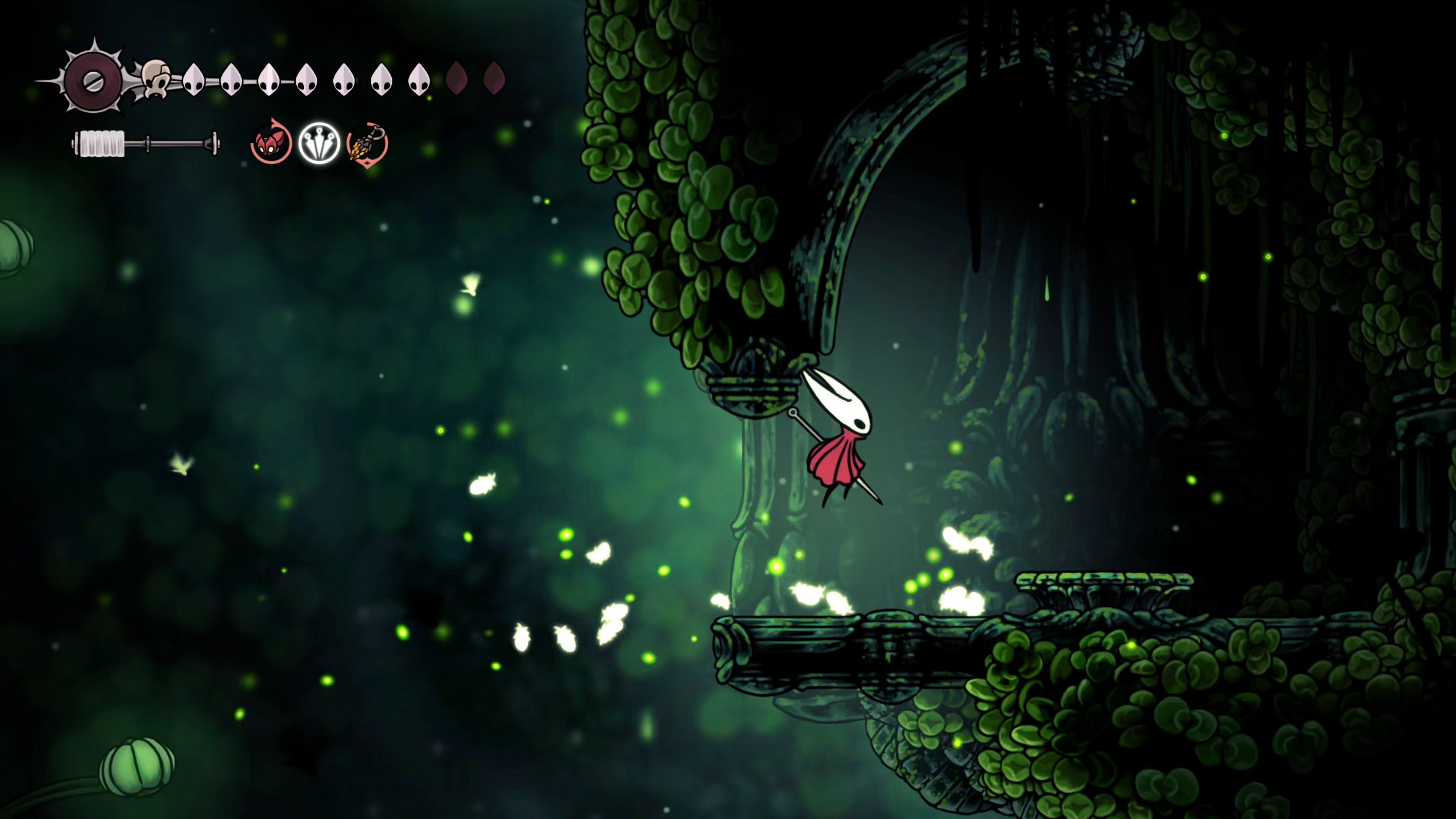 A screenshot of Hollow Knight: Silksong showing the path through Lost Verdania. - 18