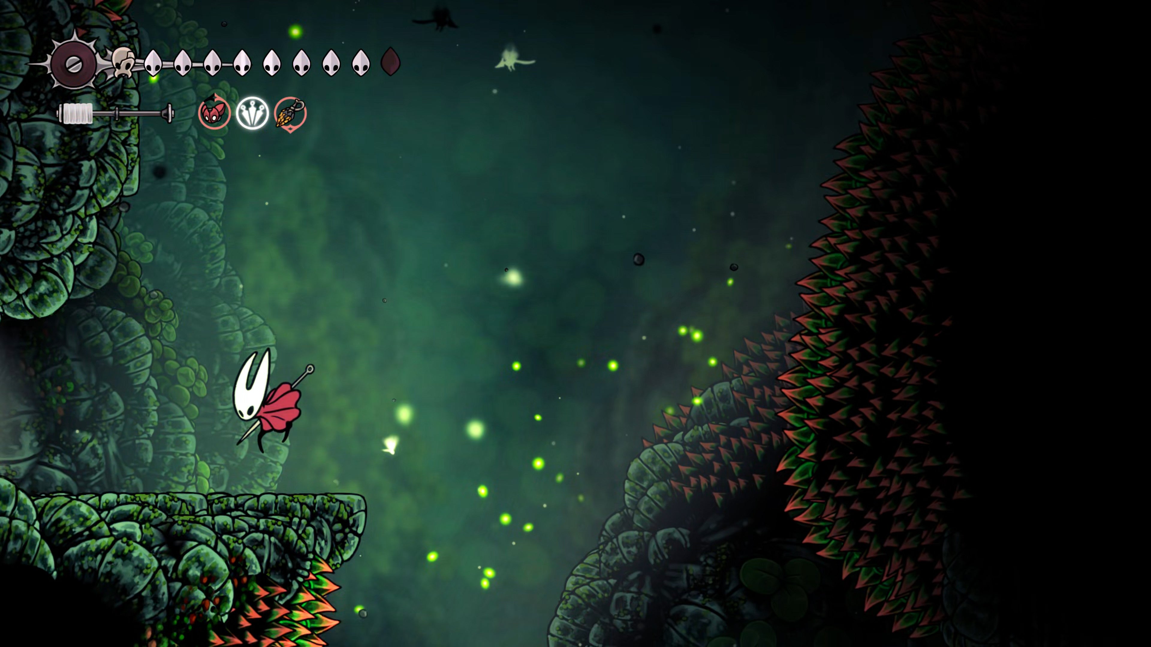 A screenshot of Hollow Knight: Silksong showing the path through Lost Verdania. - 26